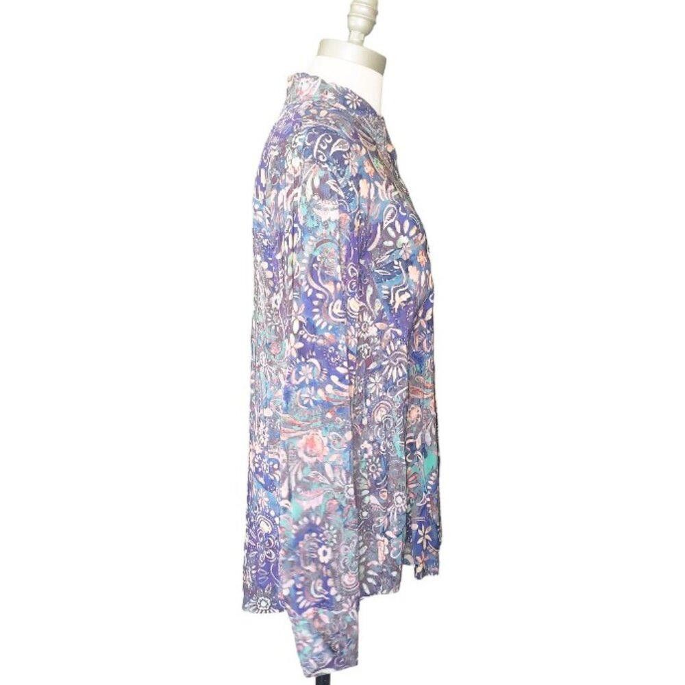 Designer CT906 Peruvian Connection Ladies Long Sleeve Floral Shirt L Size L / US 10 / IT 46 - 3 Thumbnail