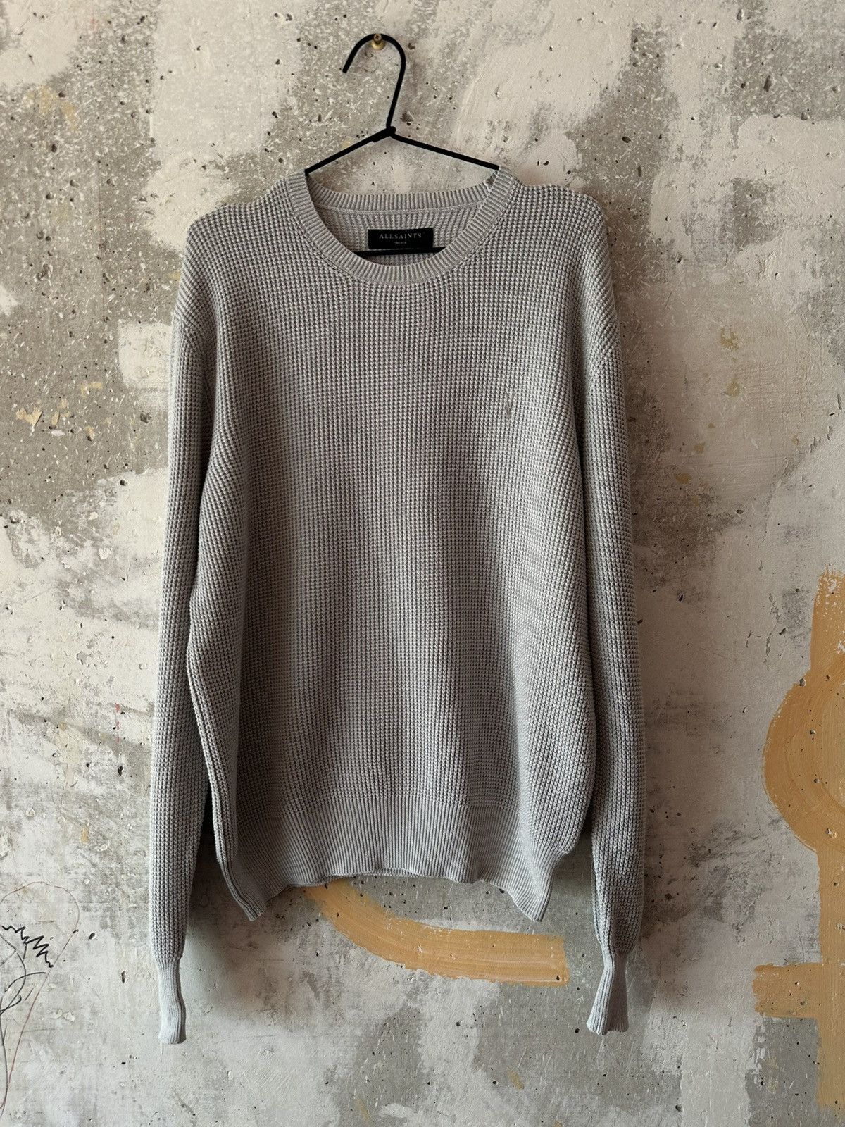 Allsaints Classic Allsaints Trias Crew Cotton Knitted Gray Sweater Size US M / EU 48-50 / 2 - 12 Thumbnail