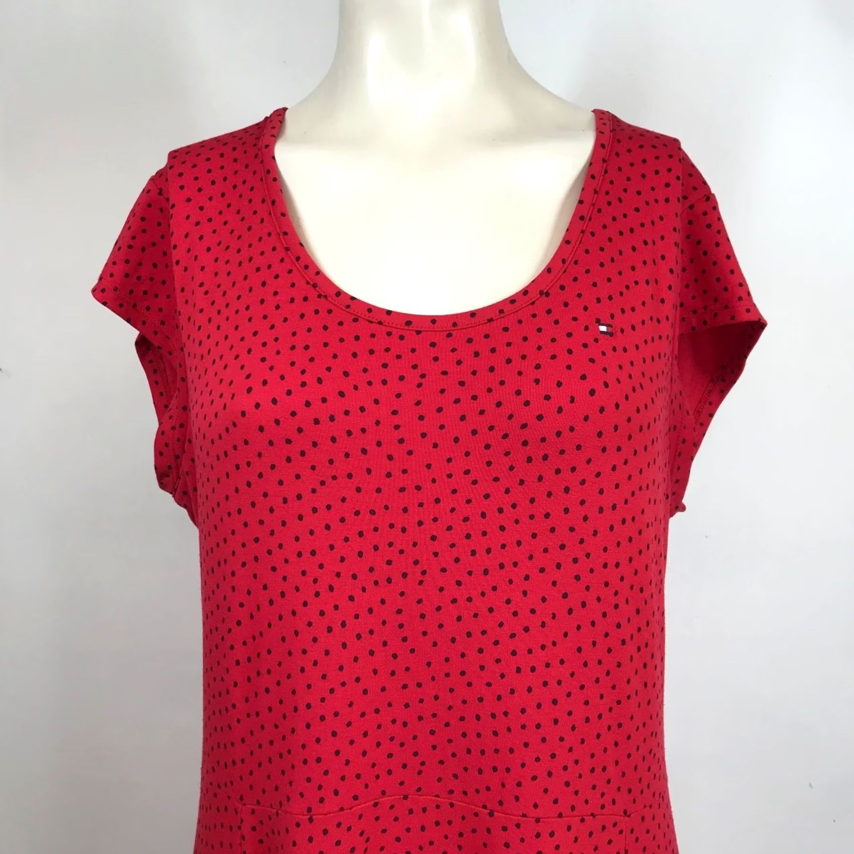 Tommy Hilfiger TOMMY HILFIGER Womens M Red Short Sleeve Ruffle Layered Midi Maxi Dress Size 32" / US 10 / IT 46 - 2 Thumbnail