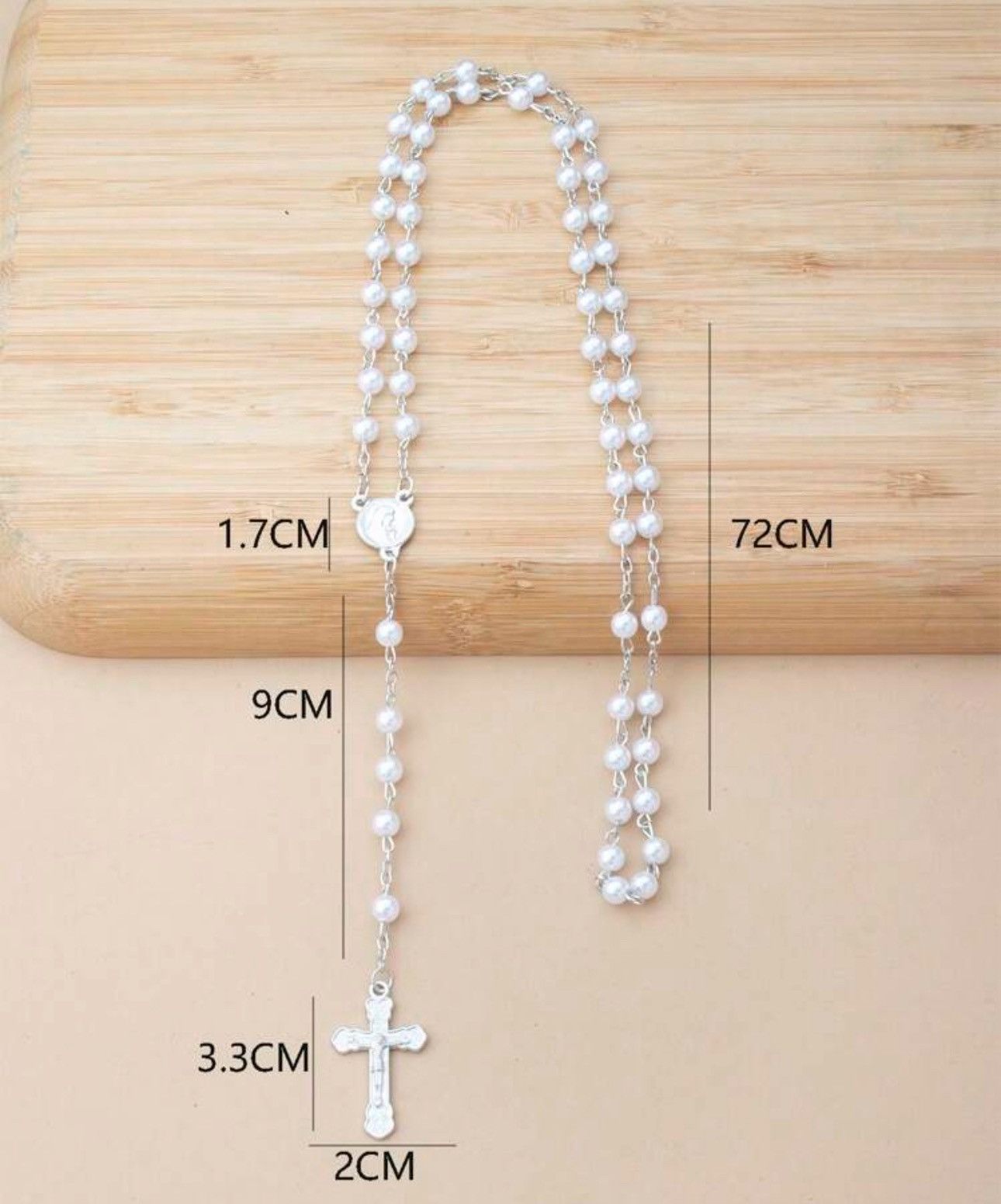 Jewelry CROSS rosary Bead Necklace Size ONE SIZE - 3 Thumbnail