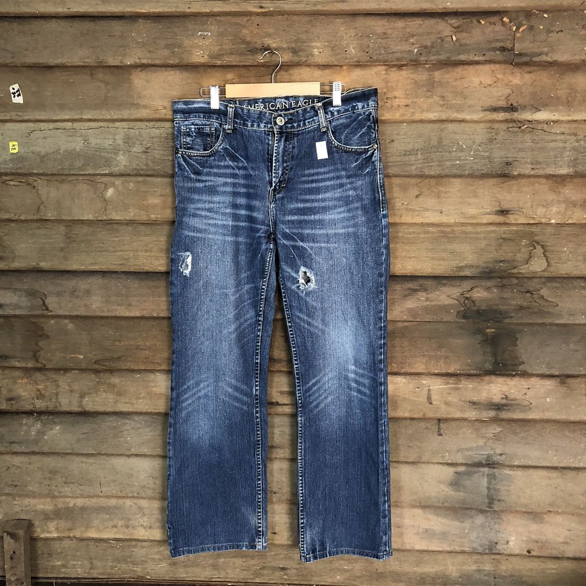 American Eagle Outfitters America Eagles Blue Disstressed Denim Pants #7389 Size US 32 / EU 48 - 1 Thumbnail