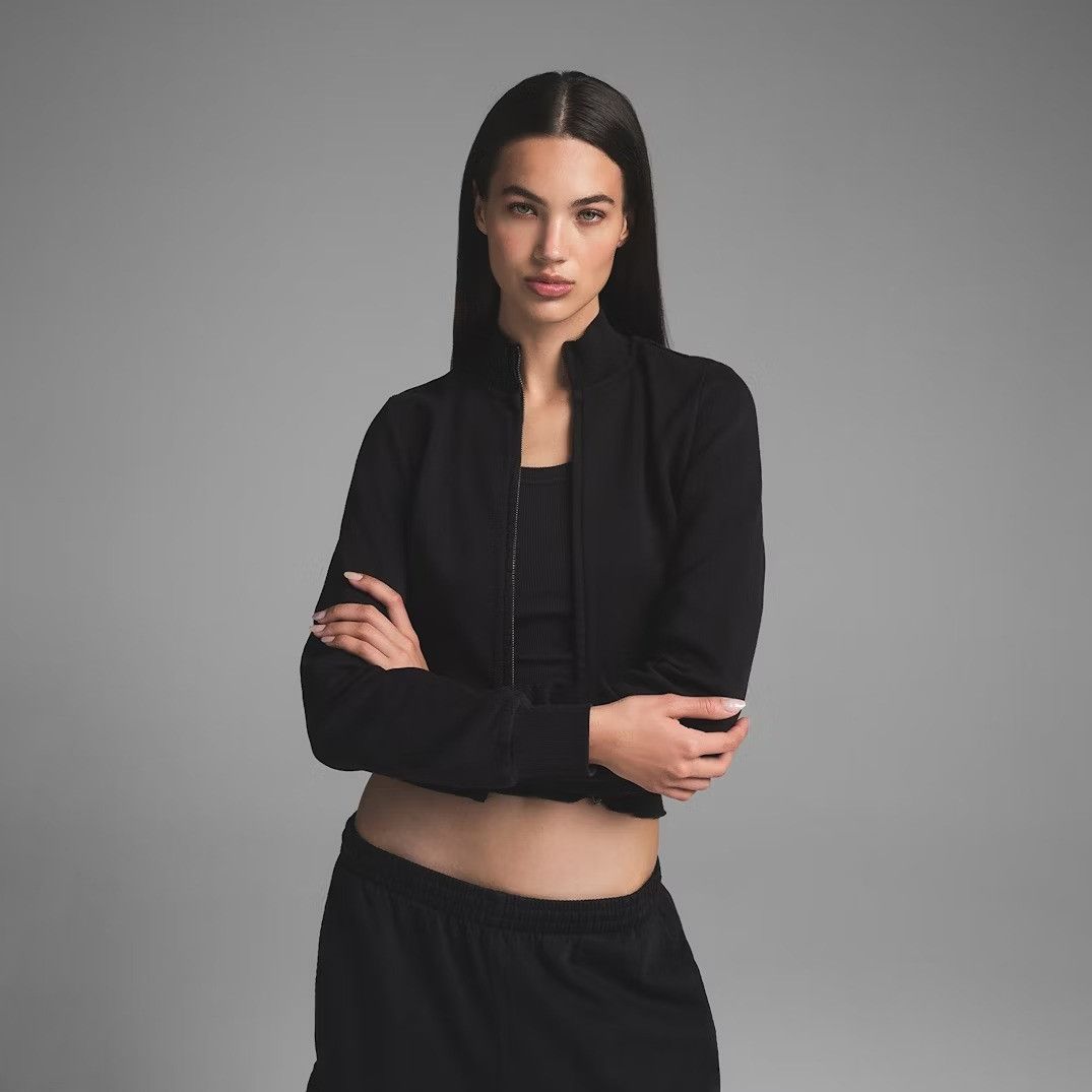 SKIMS SKIMS Boyfriend Fleece Track Jacket Zip Up Jacket Washed Ony Size XS / US 0-2 / IT 36-38 - 3 Thumbnail