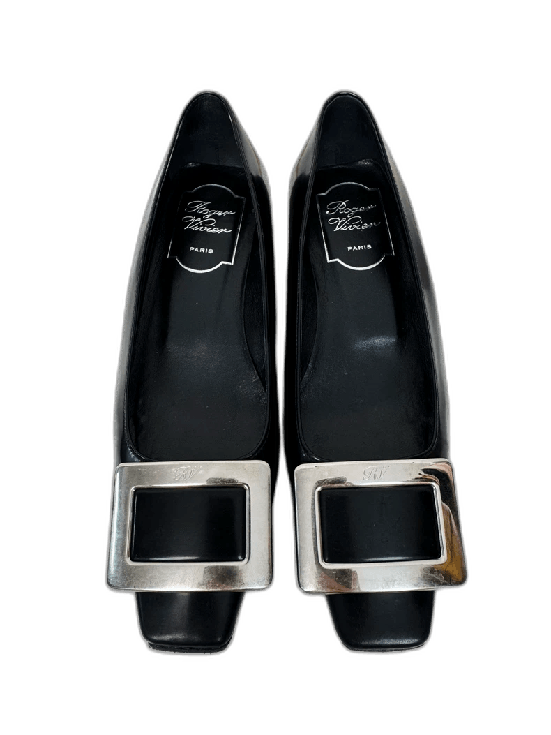 Roger Vivier Roger Vivier Black Square Buckle Shoes Size US 4 / IT 34 - 1 Thumbnail