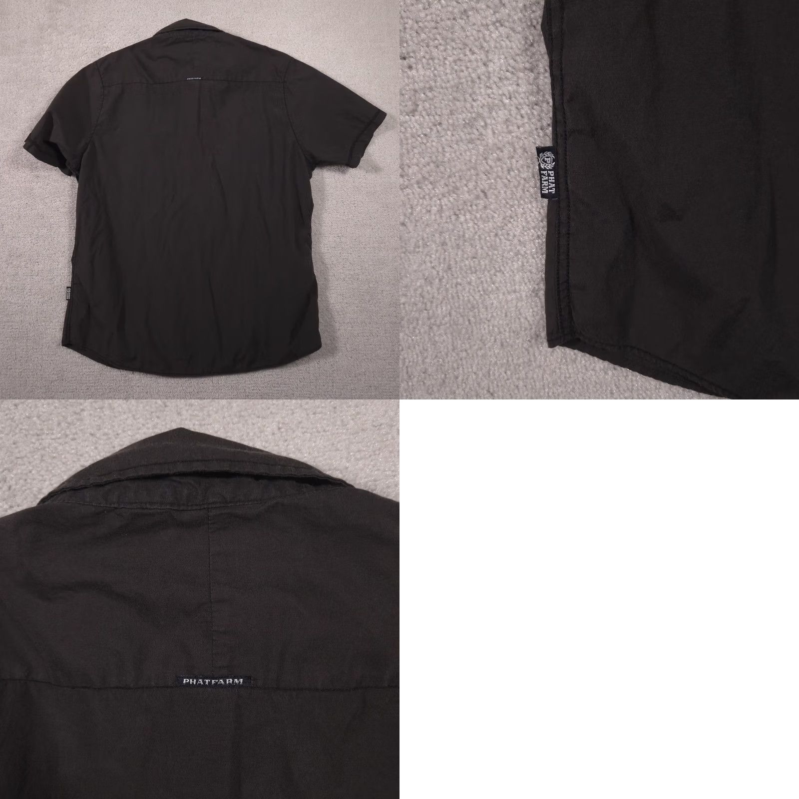 Phat Farm Phat Farm Shirt Mens 2XL Black Solid Button Front Short Sleeve Fitted Casual Size US XXL / EU 58 / 5 - 9 Thumbnail