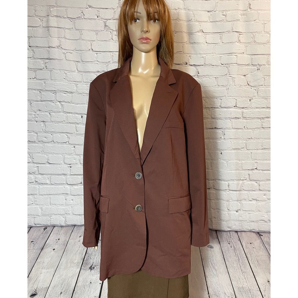 Free People New Free People Oversized Jay Bitter Chocolate Blazer Size Size M / US 6-8 / IT 42-44 - 2 Thumbnail