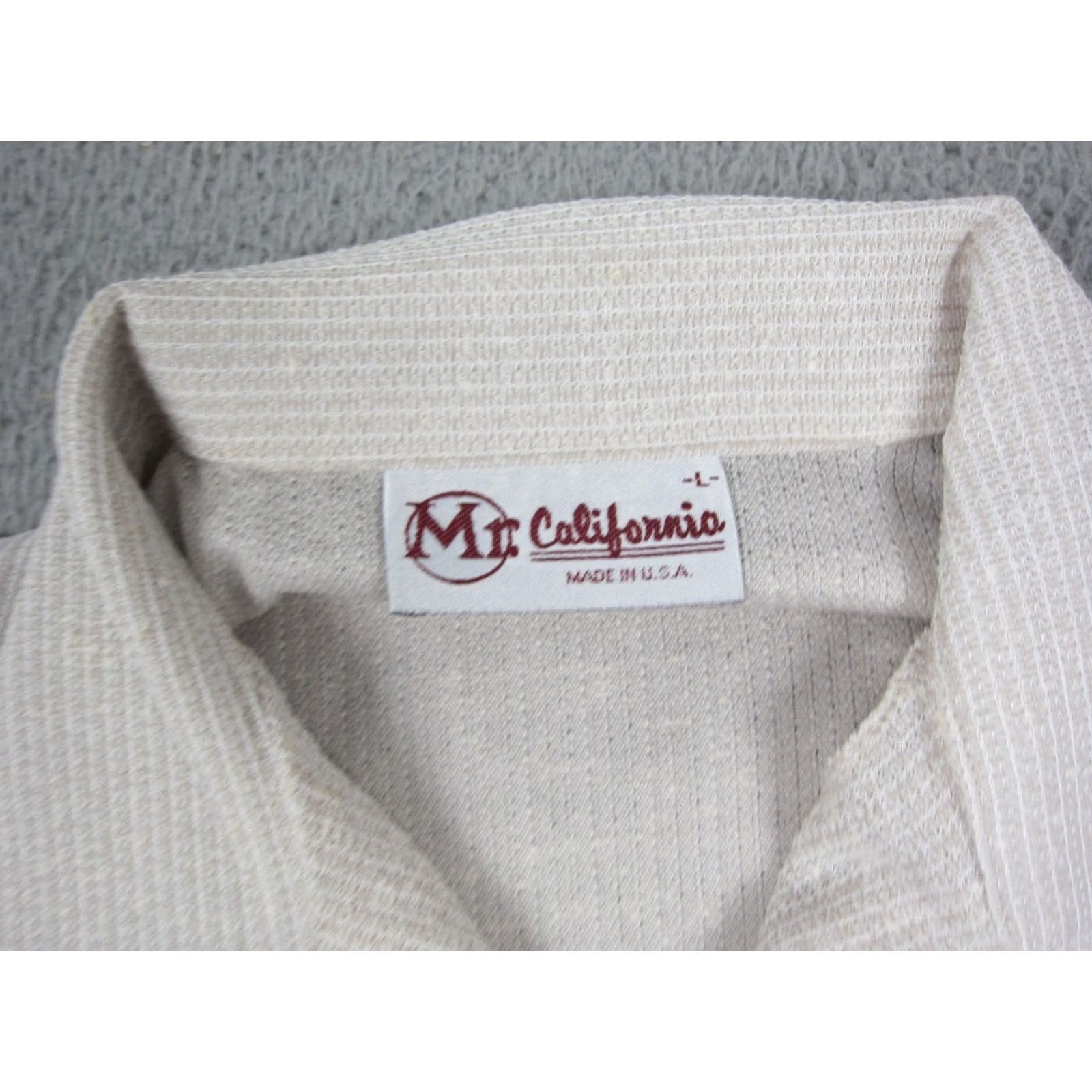Vintage Mr California Polo Shirt Mens Large Beige Knit Vintage Retro Classic Short Sleeve Polo Shirt, Logo Button, Spread Collar - Used Condition Size US L / EU 52-54 / 3 - 3 Thumbnail
