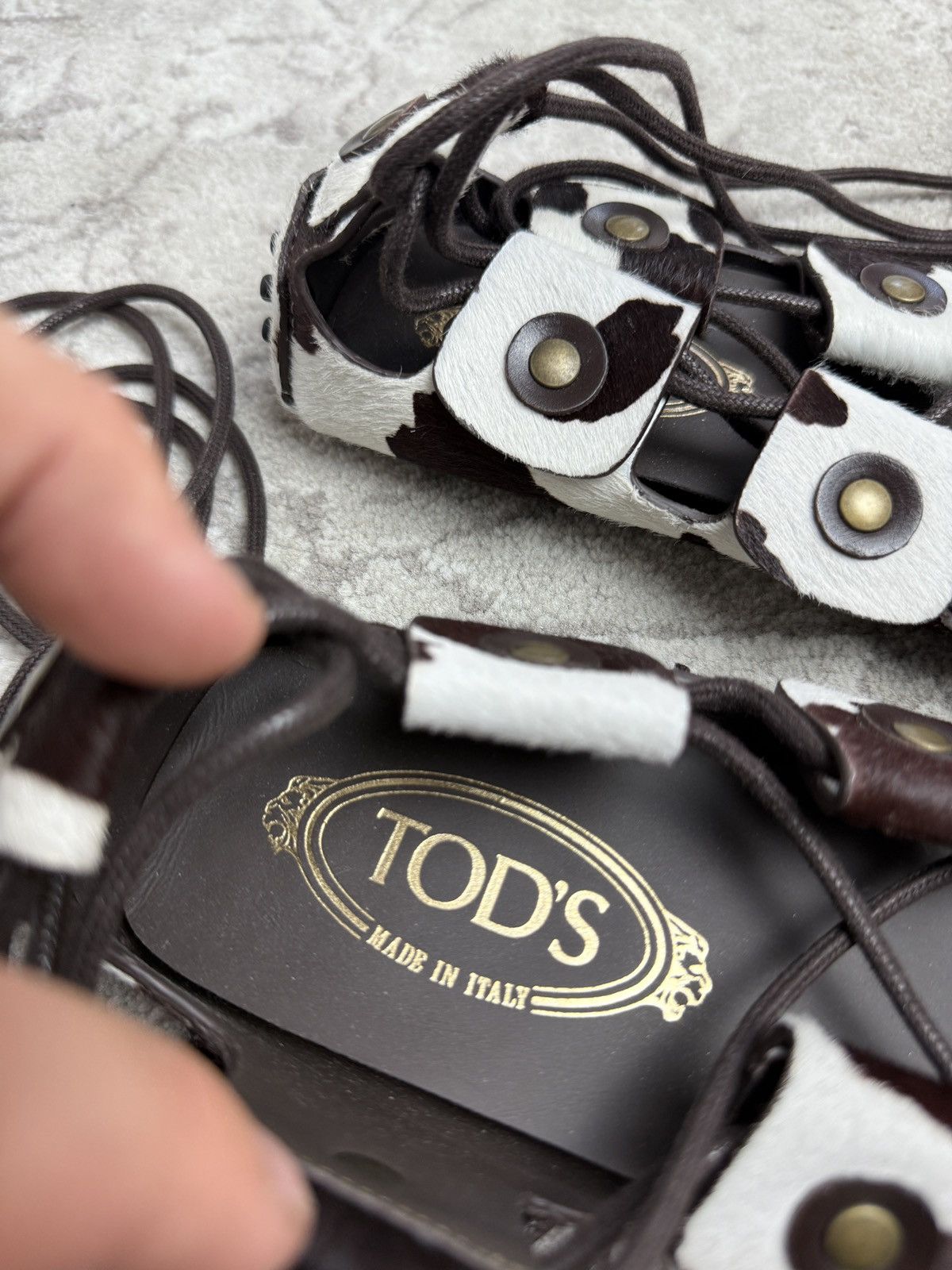 Designer × Tod's Tod’s cow print leather gladiator sandals designer avantgarde Size US 8 / IT 38 - 5 Thumbnail