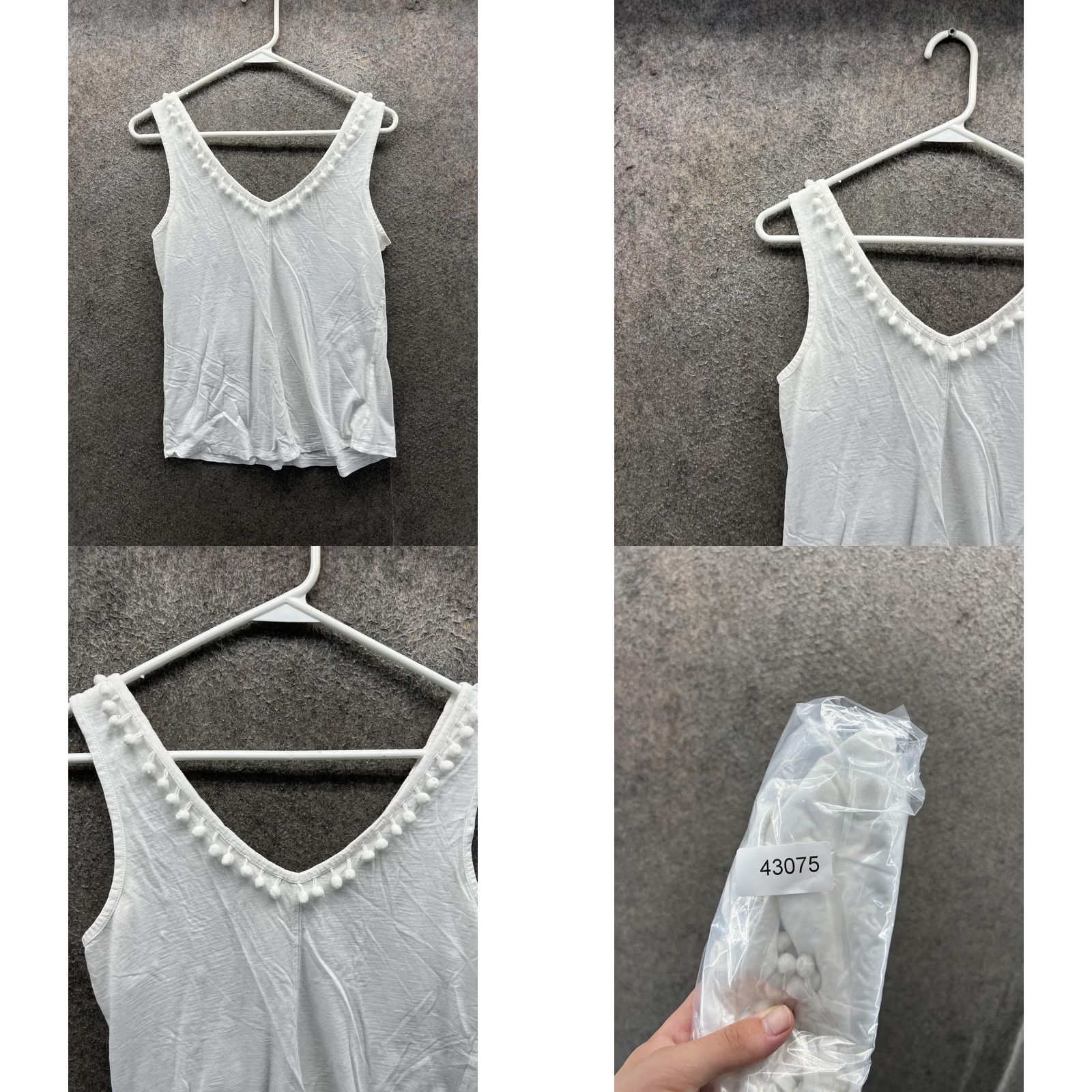 Lilly Pulitzer Lilly Pulitzer Tank Top Womens Small White V-Neck Fringe Sleeveless Jersey Size S / US 4 / IT 40 - 8 Thumbnail
