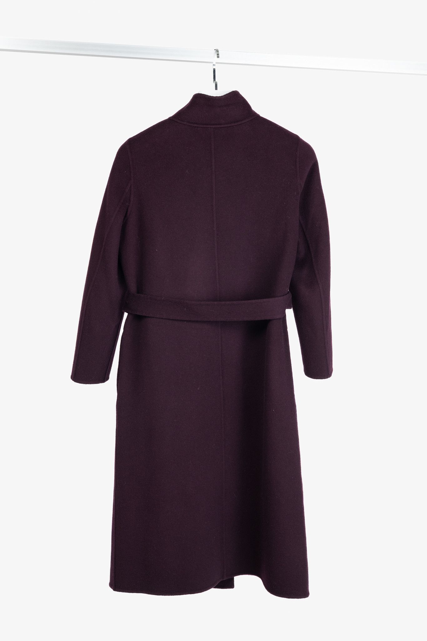 Ports 1961 PORTS Eggplant Double-Face-Wool Belted Coat Size XS / US 0-2 / IT 36-38 - 2 Thumbnail