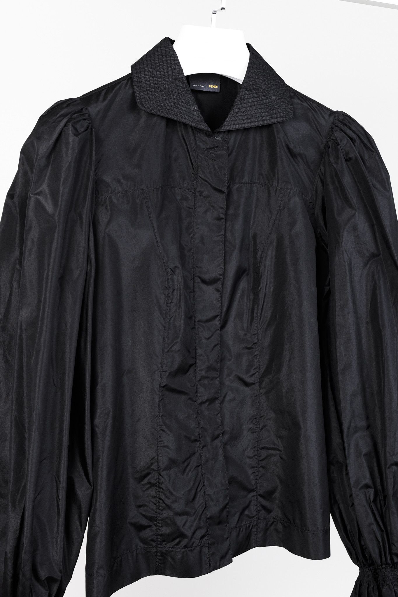 Fendi Fendi 1940s Style Black Nylon Dramatic Sleeve Blouse Size M / US 6-8 / IT 42-44 - 3 Thumbnail