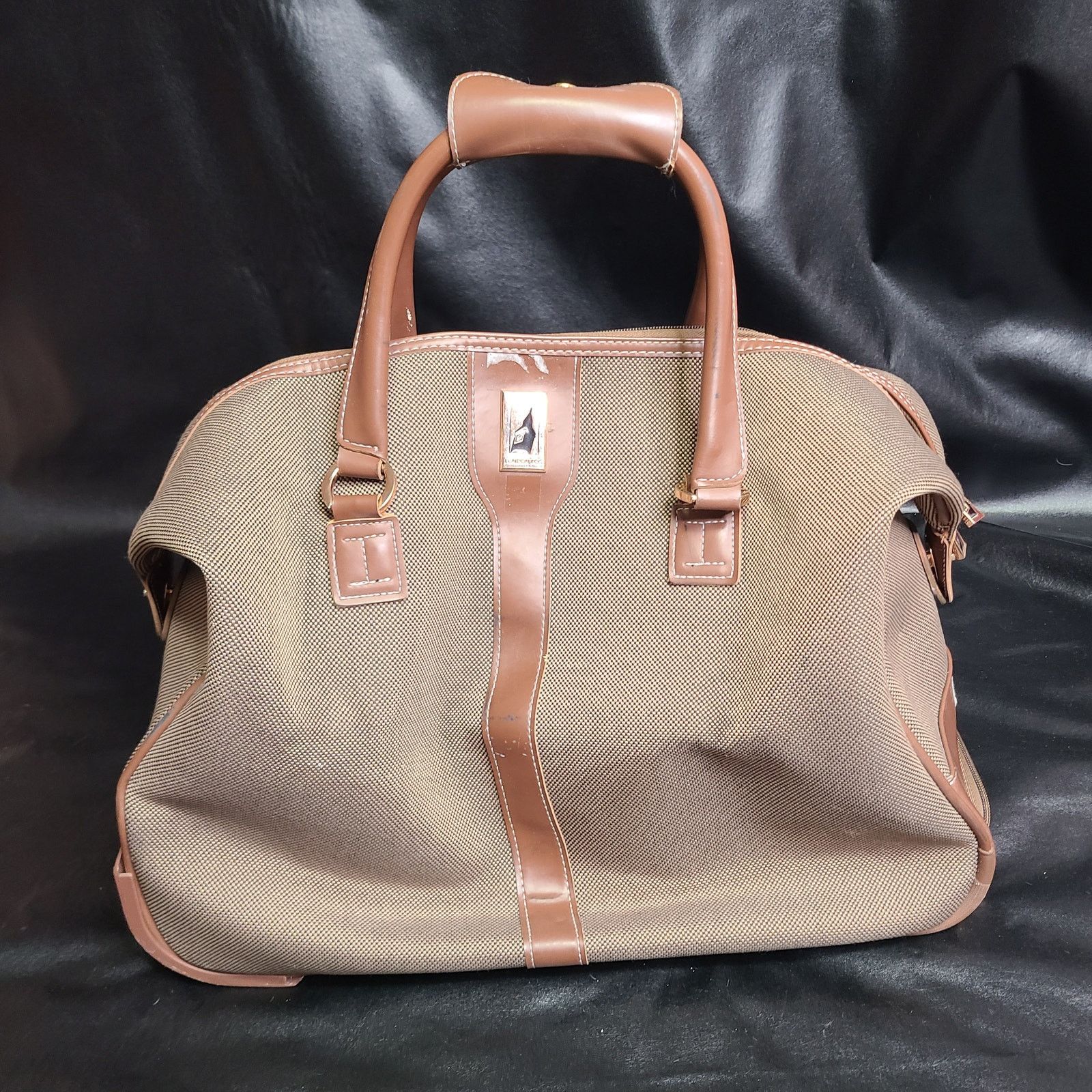 London Fog large brown rolling travel suitcase