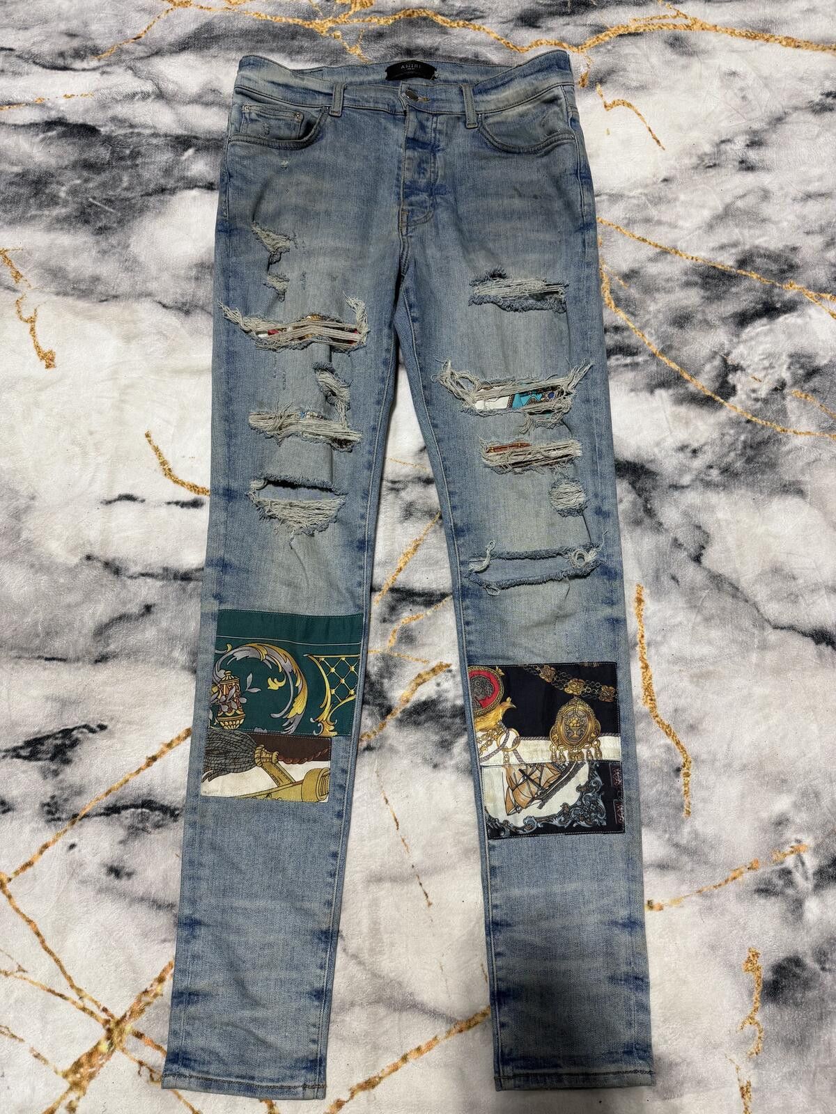 Amiri Amiri Pirate Artpatch Indigo Denim - Sz33 Size US 33 - 1 Thumbnail