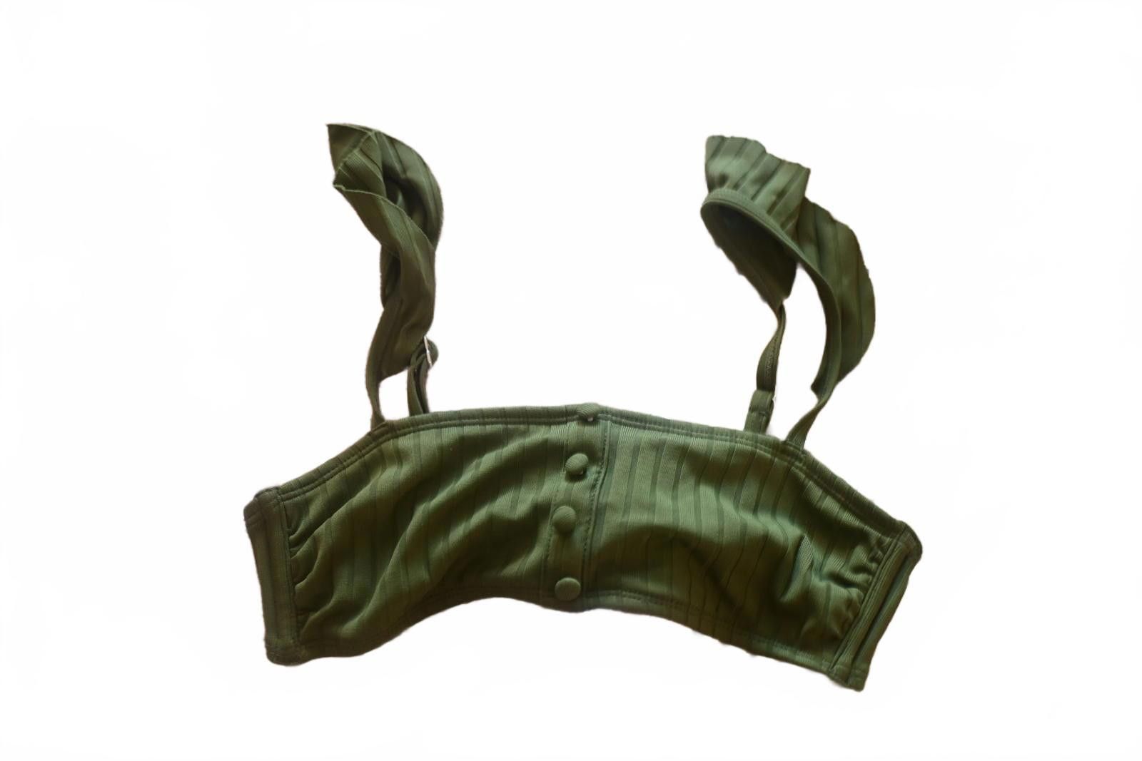 Other Olive Green Ruffled Strap Bikini Swim Top Women's Small Size ONE SIZE - 1 Thumbnail