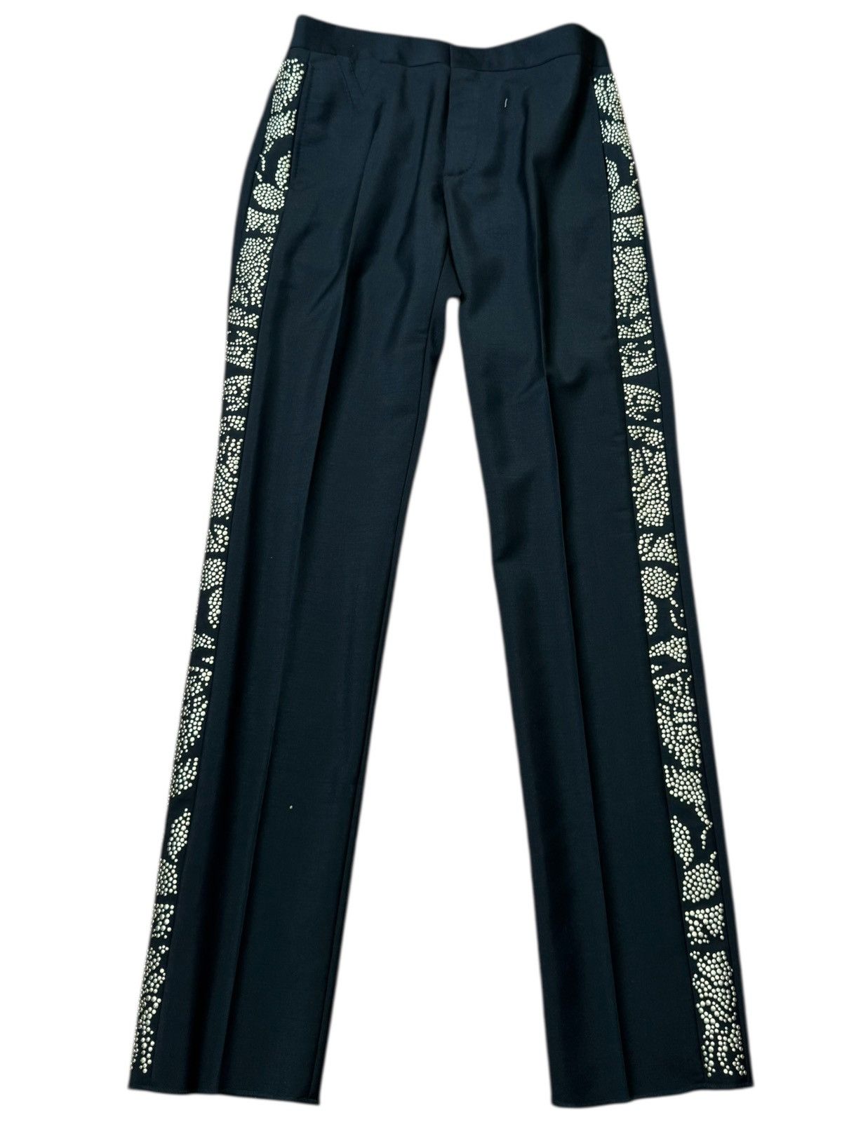 Versace Versace Black Wool Mohair Pants w/ Studded Sides Size US 32 / EU 48 - 1 Thumbnail