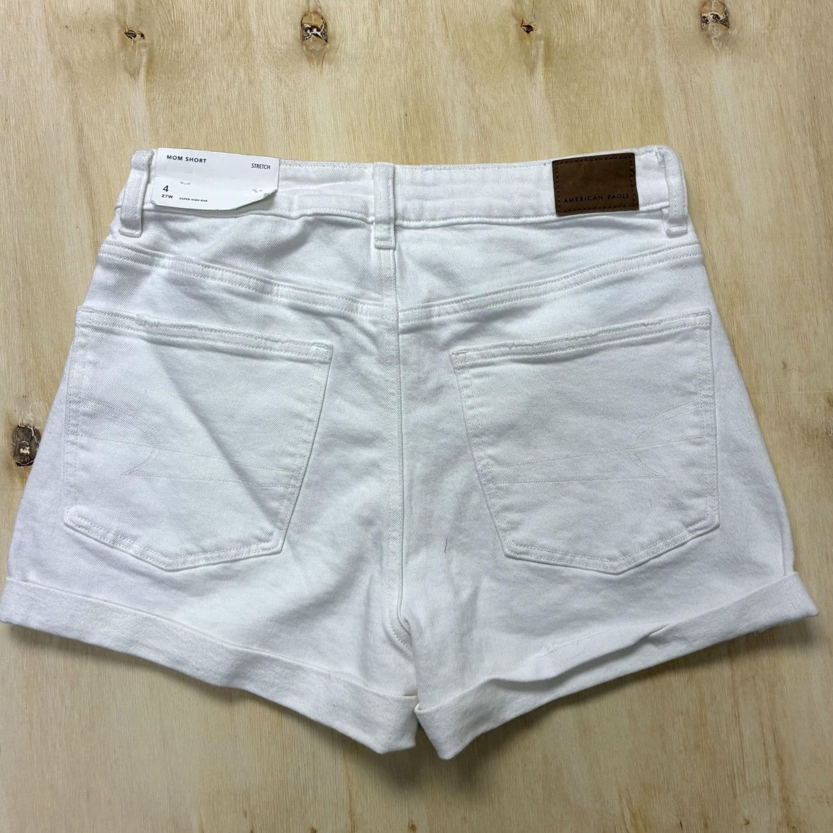 Vintage American Eagle Womens 4 White Mom Cuffed Denim Cotton Stretch Casual Shorts Size 27" / US 4 / IT 40 - 2 Thumbnail