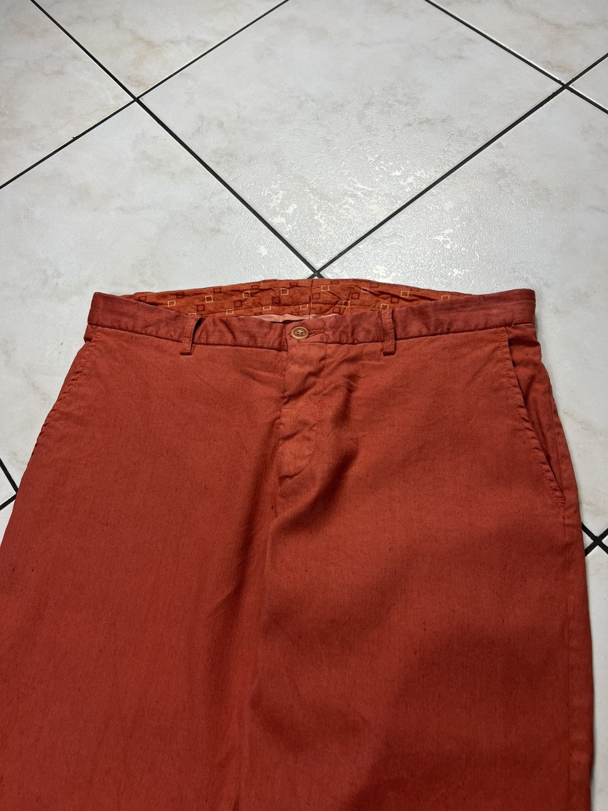 Etro Etro Milano casual linen cotton chino orange trousers Size US 34 / EU 50 - 4 Thumbnail