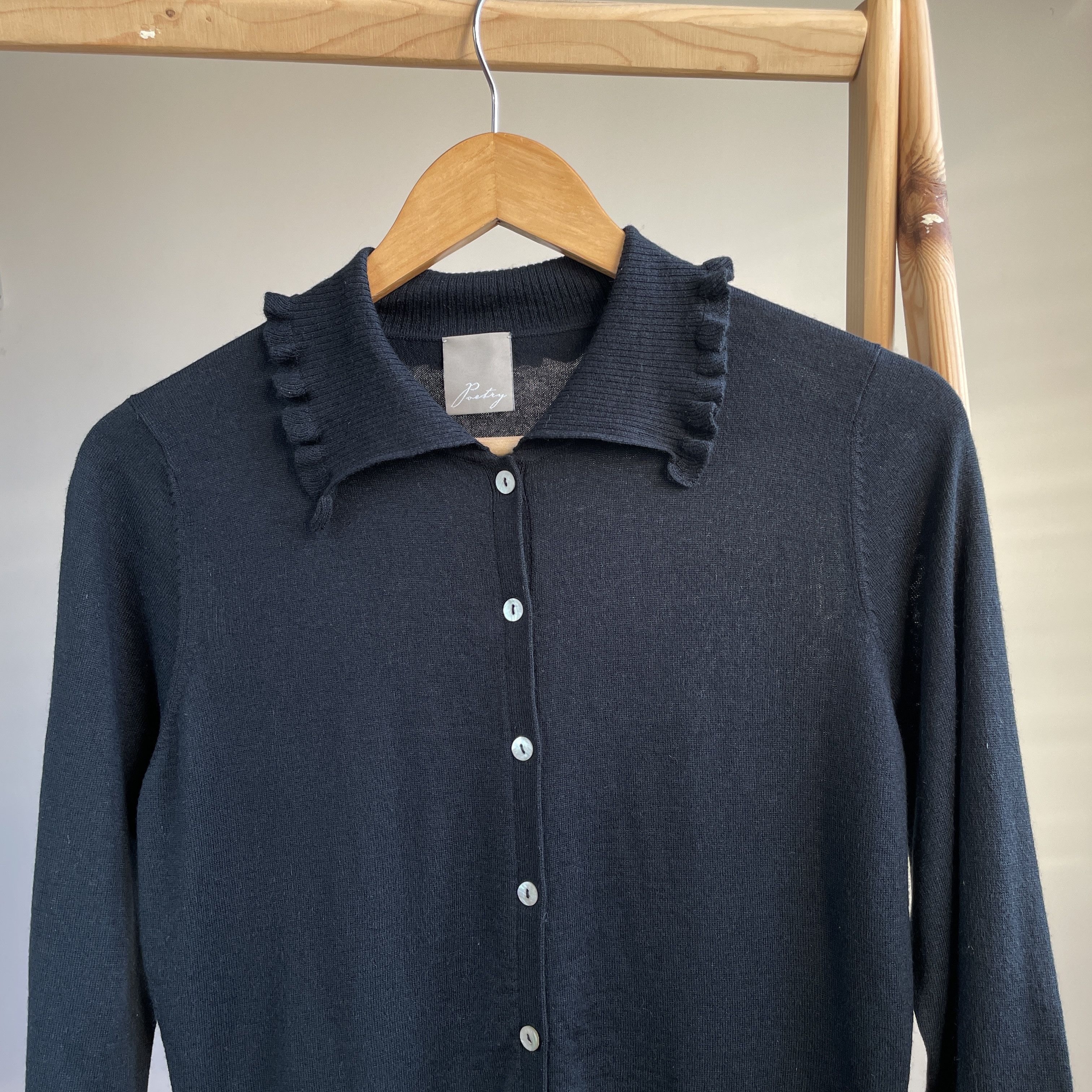 Other Poetry Womens Silk Cashmere Ruffle Knitted Blouse Size M / US 6-8 / IT 42-44 - 3 Thumbnail