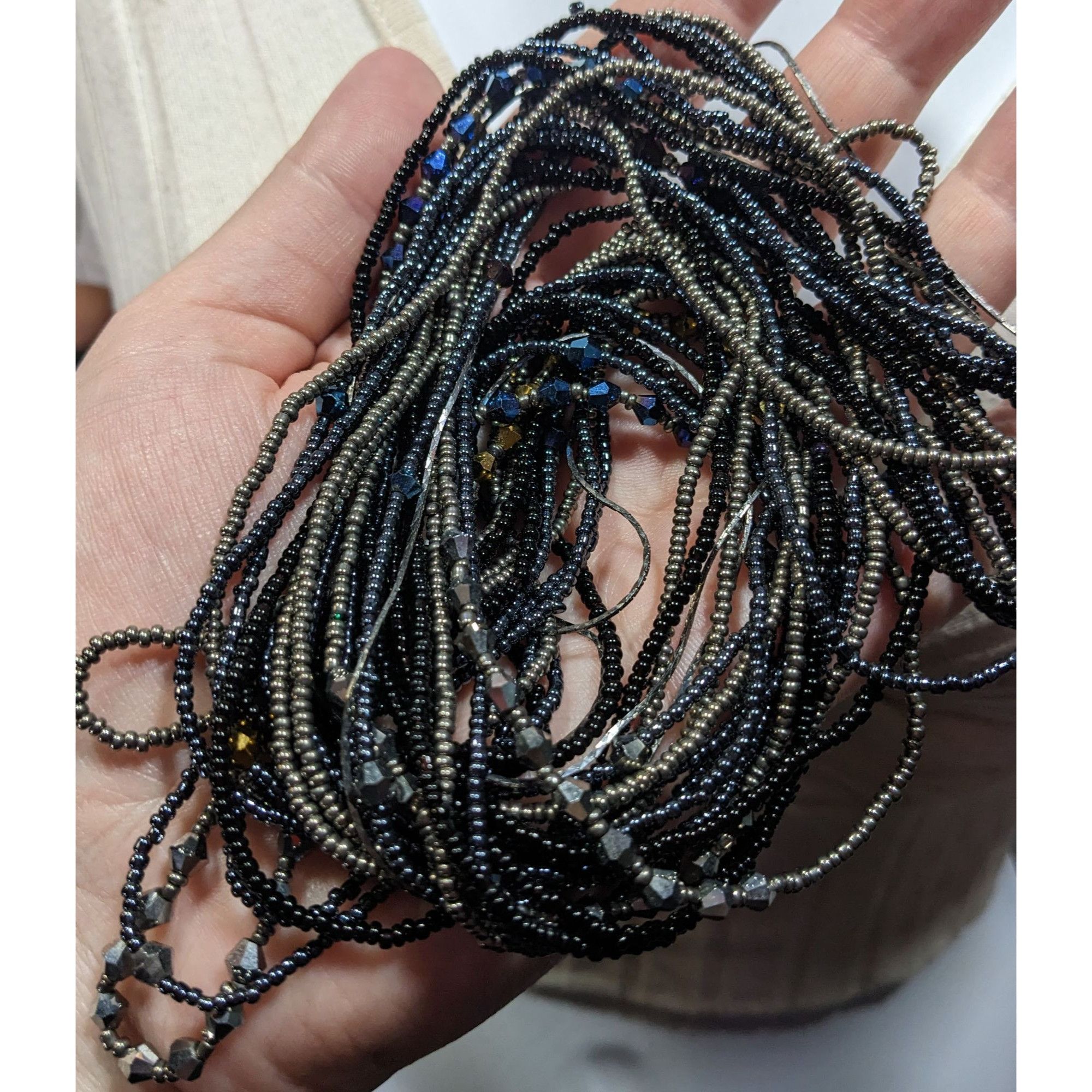 Other Gothic Black And Silver Tone Layered Glass Beaded Necklace Size ONE SIZE - 5 Thumbnail