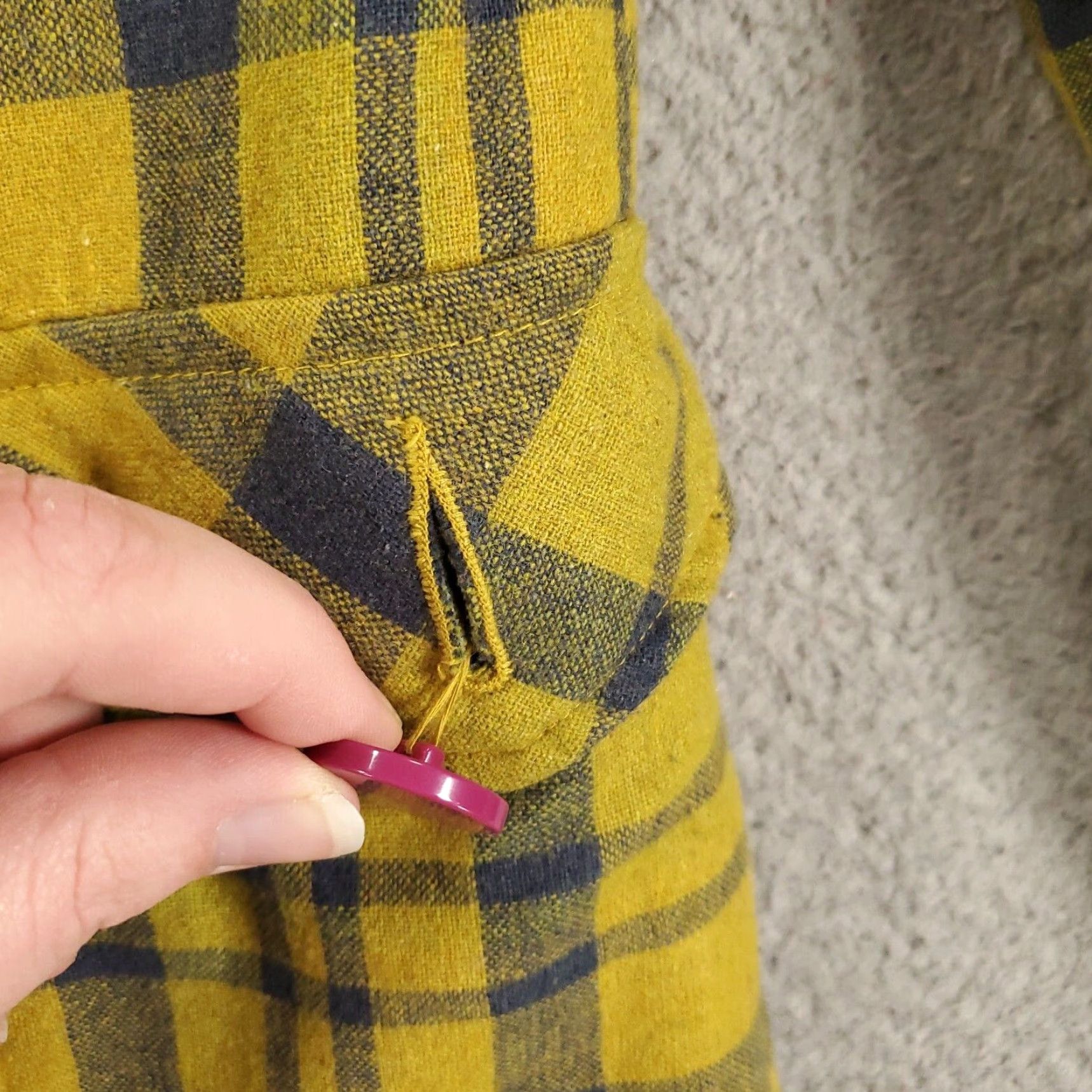 Vintage Womens Wool Jacket Plaid Yellow Full Zip Lined Pockets Mid-Length Regular Fit Size M Womens Jacket Size M / US 6-8 / IT 42-44 - 3 Thumbnail