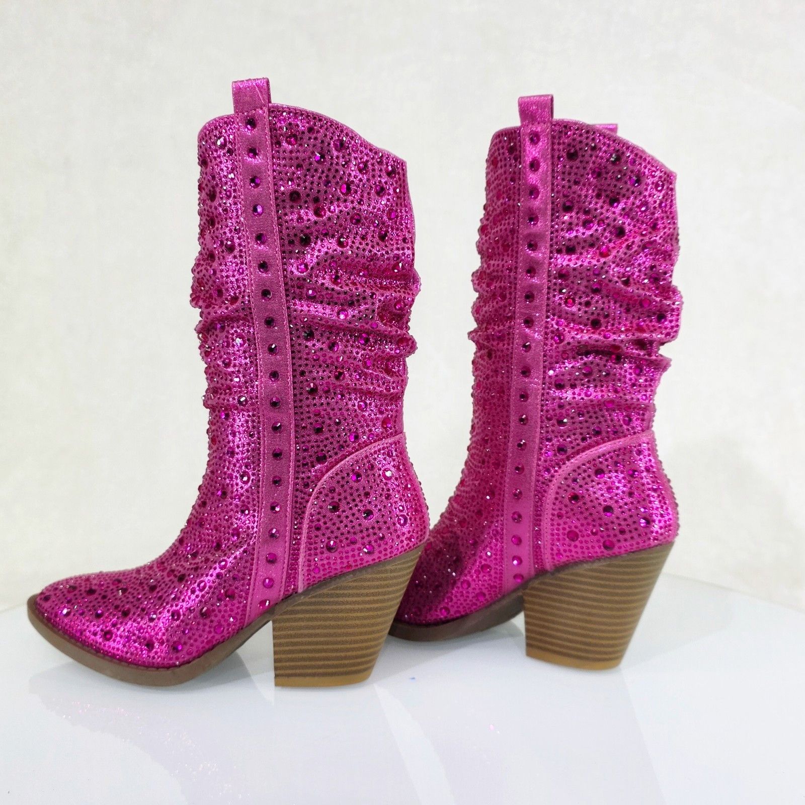 Other Angel Riders Rhinestones Country Western Cowgirl Slouch Calf Size US 7 / IT 37 - 2 Thumbnail