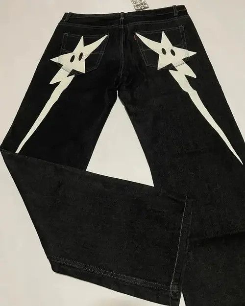 Jean Streetwear Y2k Stars Print Baggy Jeans Size US 32 / EU 48 - 1 Thumbnail
