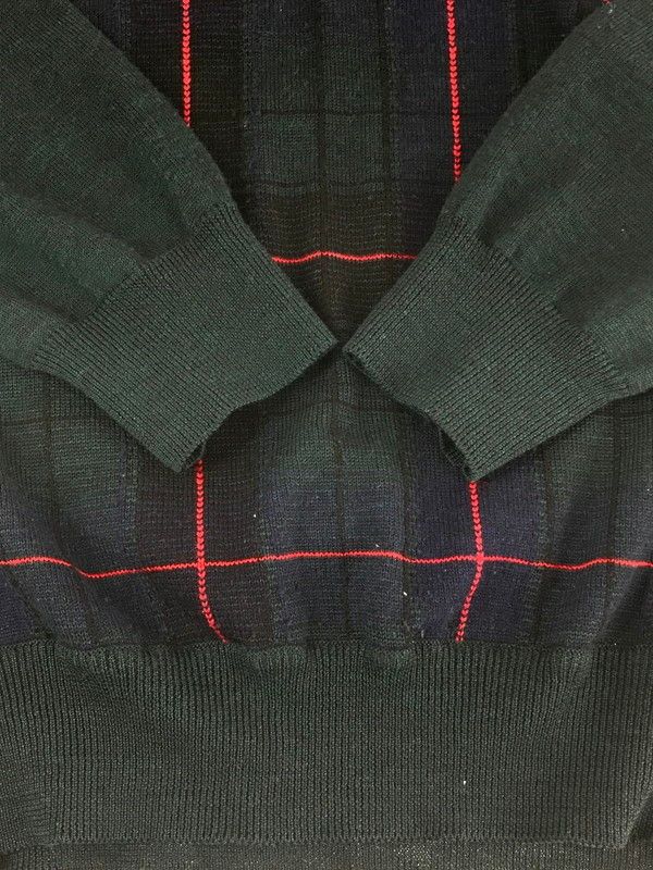Comme des Garcons Homme Sweater V Neck Check Switch Wool Green Size US M / EU 48-50 / 2 - 3 Thumbnail