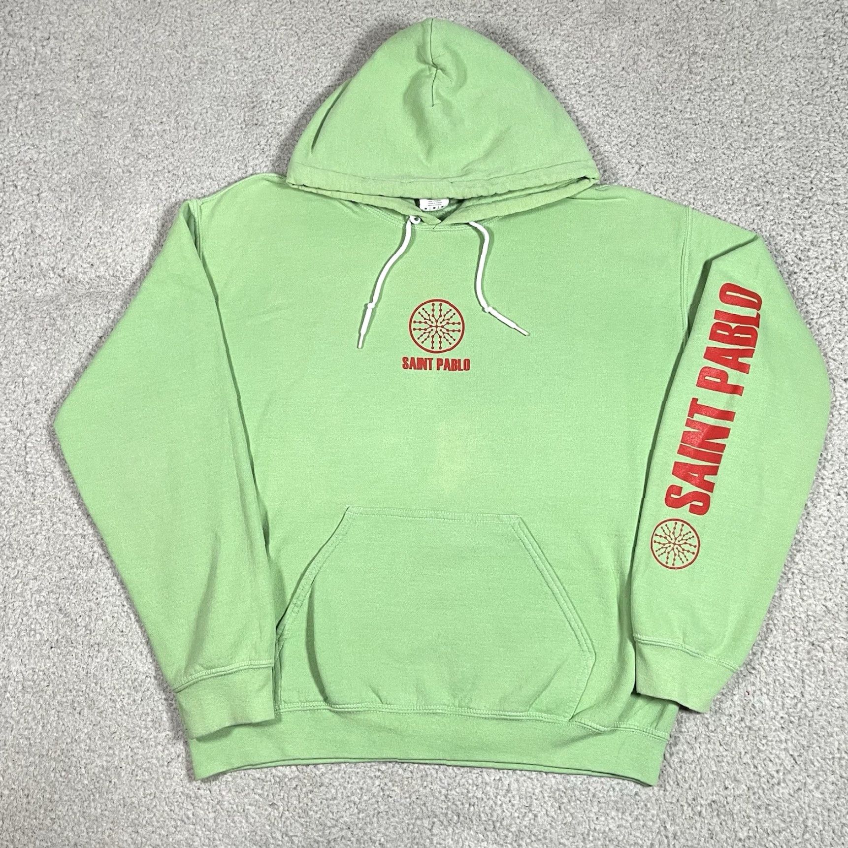 Gildan Saint Pablo Hoodie Mens M Green Sweatshirt Concert 2016 Tour Merch Kanye West Shirt Hooded Pockets Logo Graphic Print Size US M / EU 48-50 / 2 - 7 Thumbnail