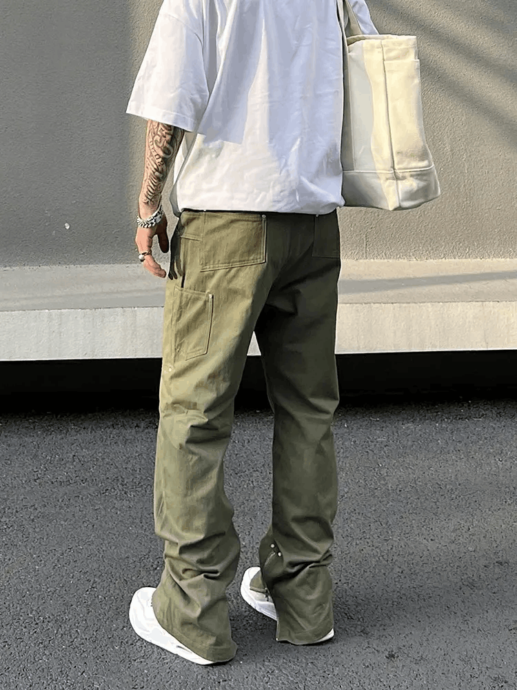 Designer × Japanese Brand × Vintage zipper utility carpenter flared cargo pants Size US 32 / EU 48 - 2 Thumbnail
