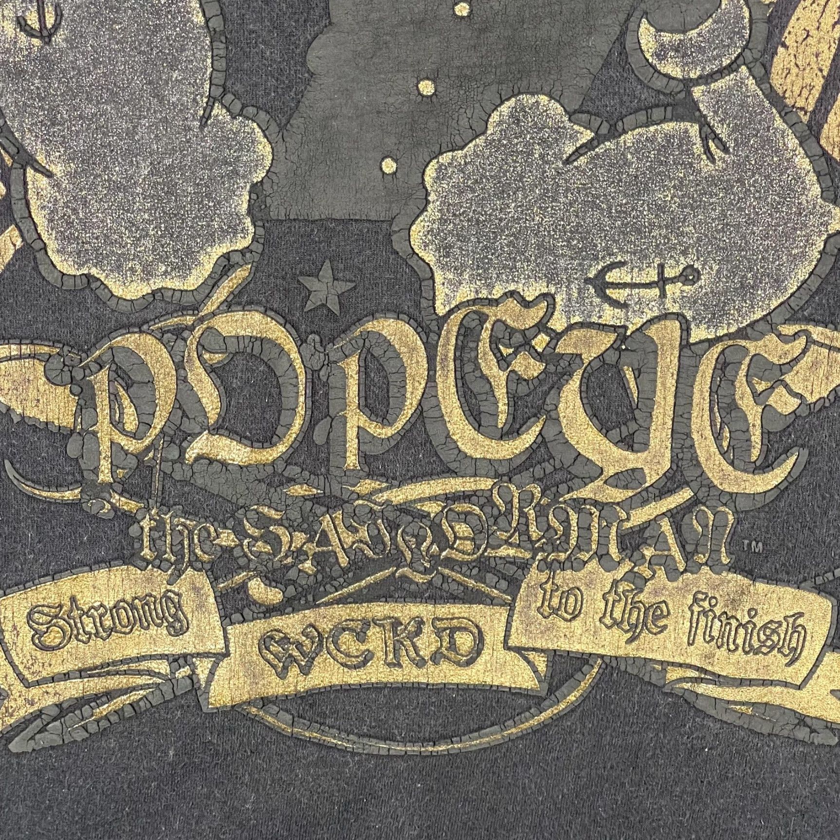 Vintage Wckd Popeye Shirt Mens Large Black Strong to the Finish Wings Gold Y2k Tee 2008 Size US L / EU 52-54 / 3 - 4 Thumbnail