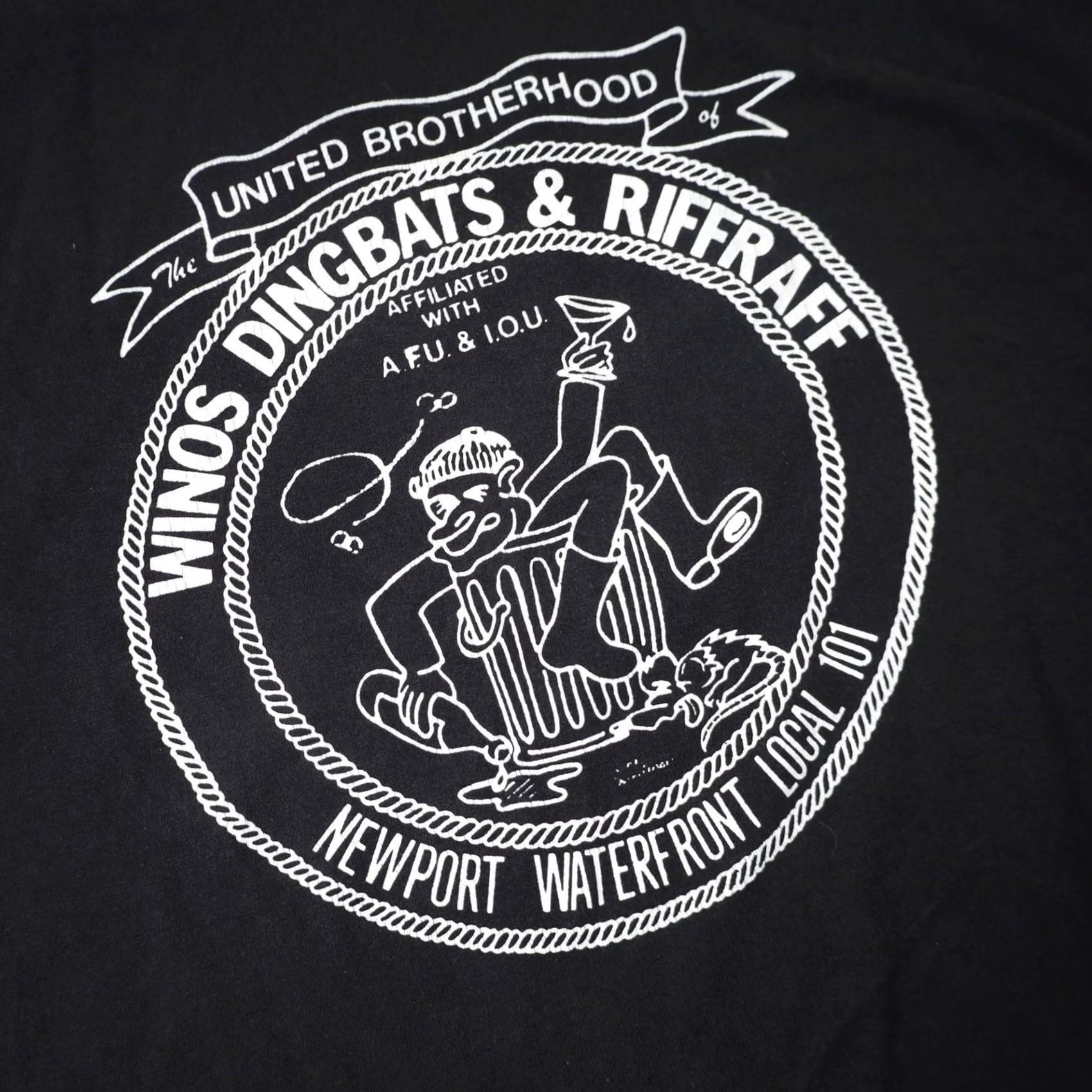 GRAFF VINTAGE Brotherhood of Winos, Dingbats, and Riff Raff Graphic Crop T Shirt XL Black Mens Size US XL / EU 56 / 4 - 3 Thumbnail