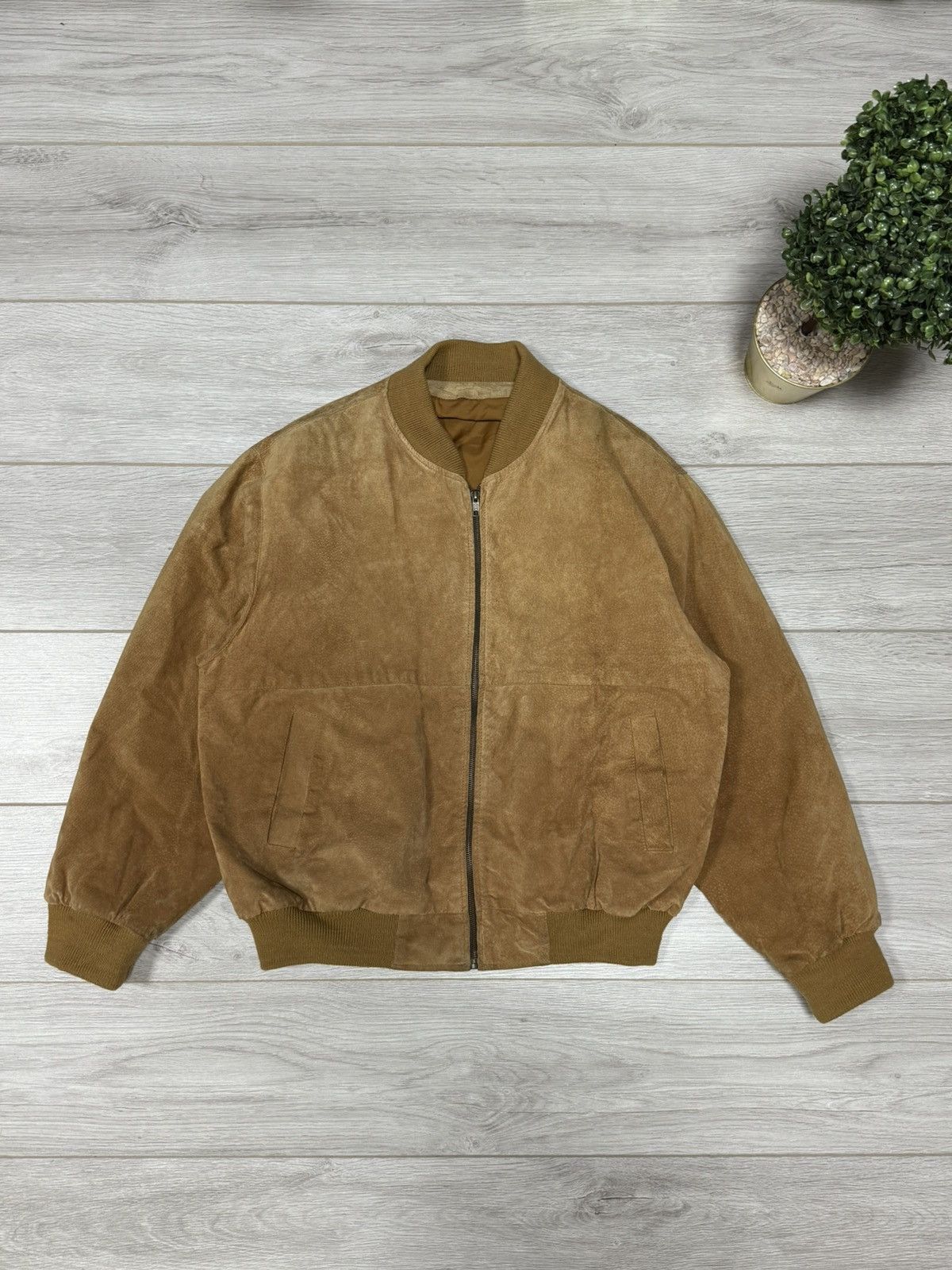 Genuine Leather Leather suede bomber jacket zip vintage Size US M / EU 48-50 / 2 - 1 Thumbnail