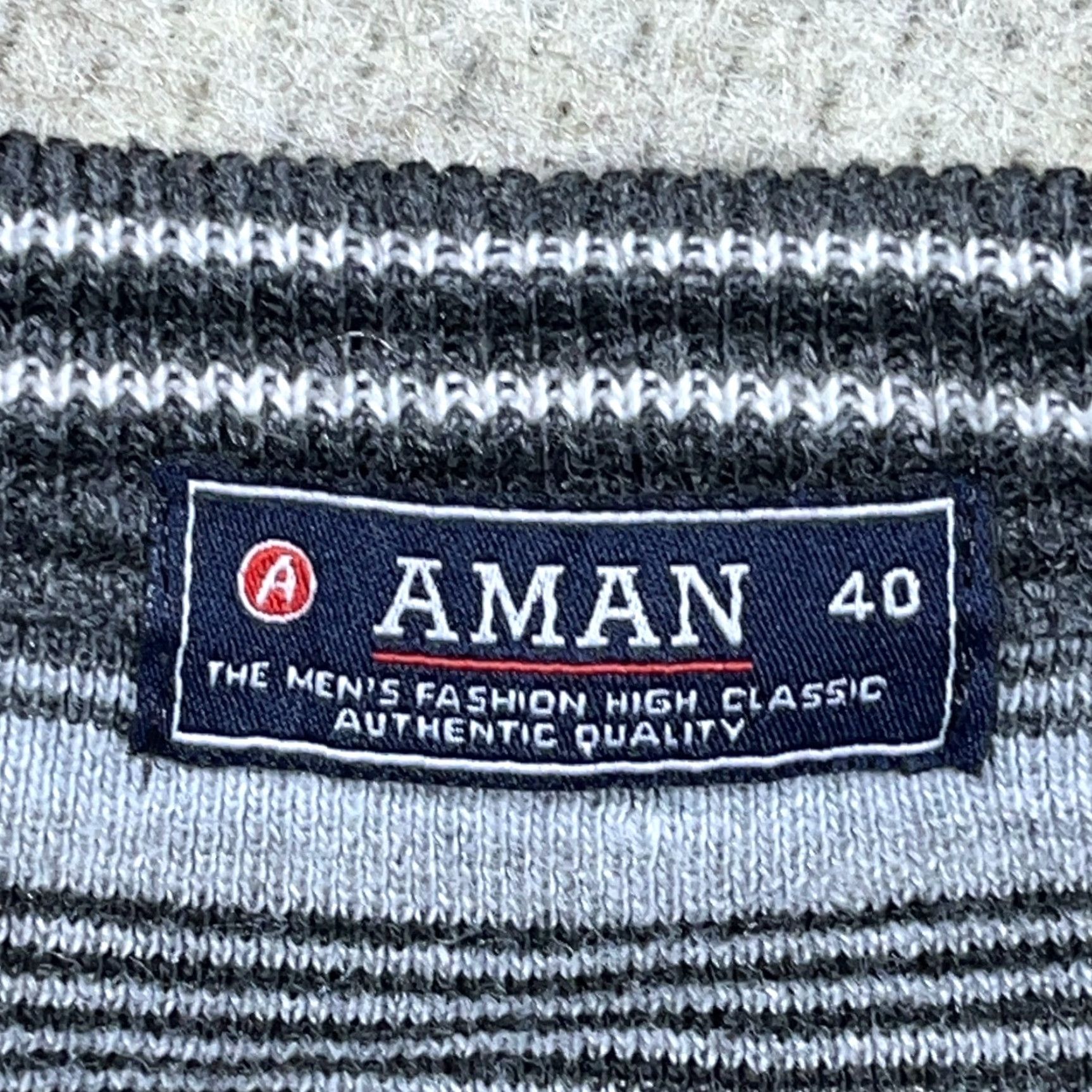 Vintage Vintage Aman Grandpa Sweater Men L Gray Black Geometric Knit Crewneck Pullover Knitwear 80s 90s Retro Streetwear Mens Size US L / EU 52-54 / 3 - 4 Thumbnail