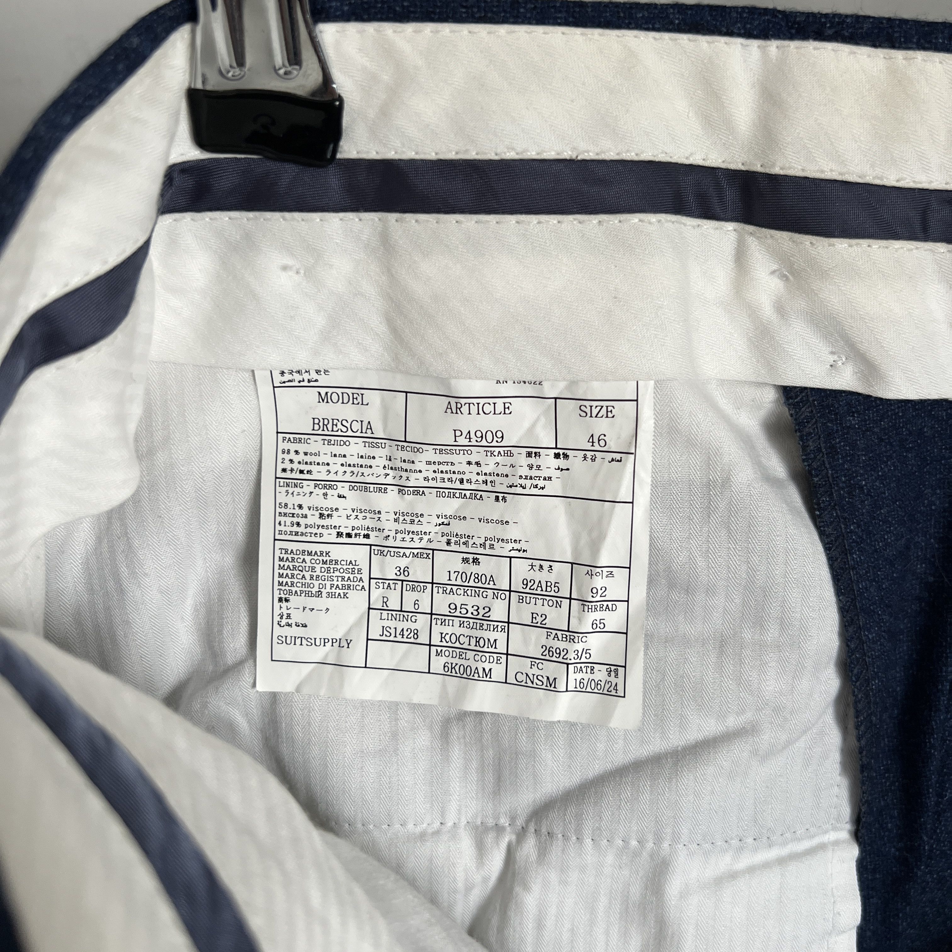 Suitsupply Men's SUITSUPPLY BRESCIA Wool Blue Suit Casual Pants Size 46 Size 46R - 13 Thumbnail