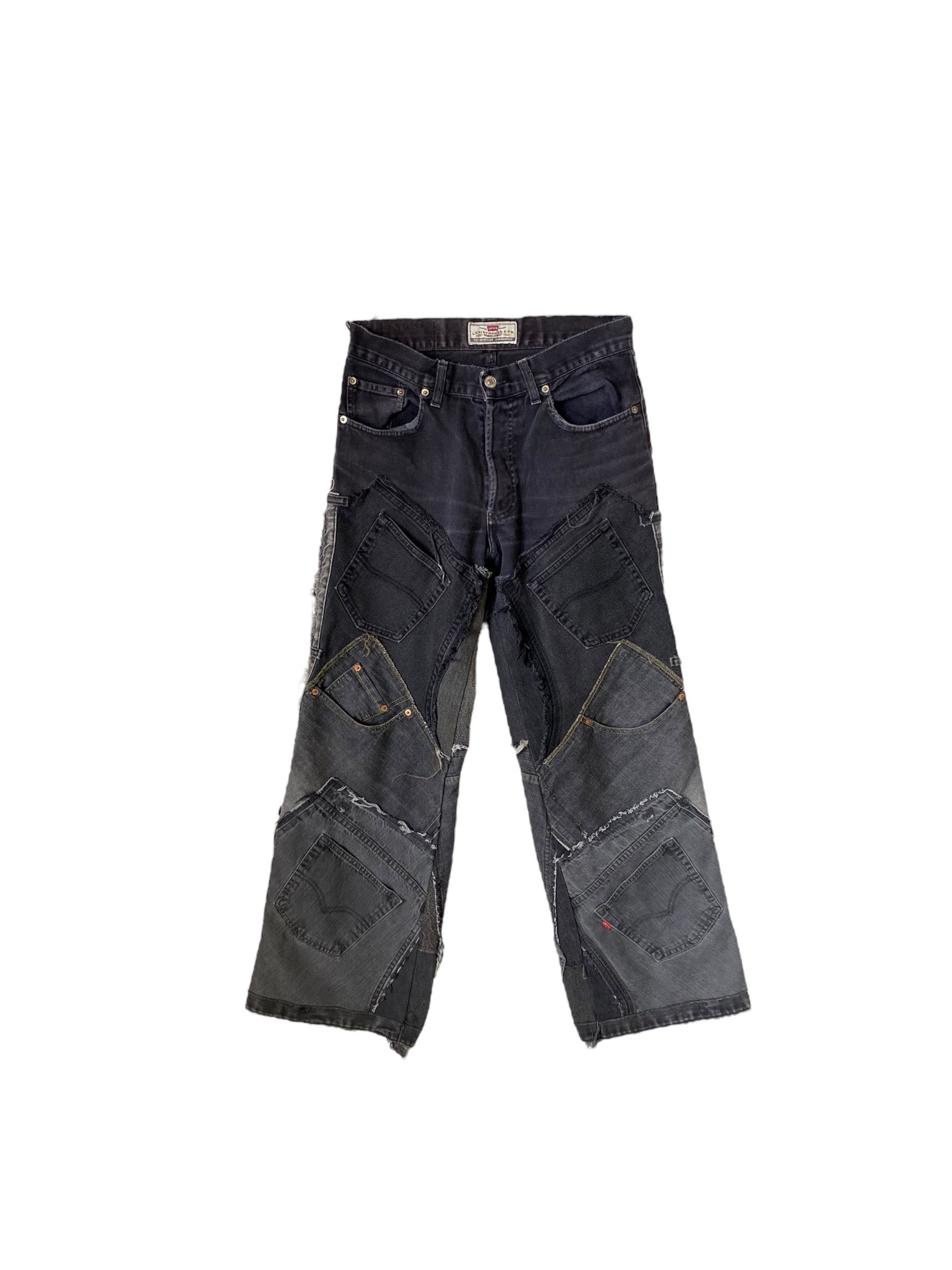 Levi's 2000s Levis 1 OF 1 crazy pocket custom patchwork jeans Size US 31 - 1 Thumbnail