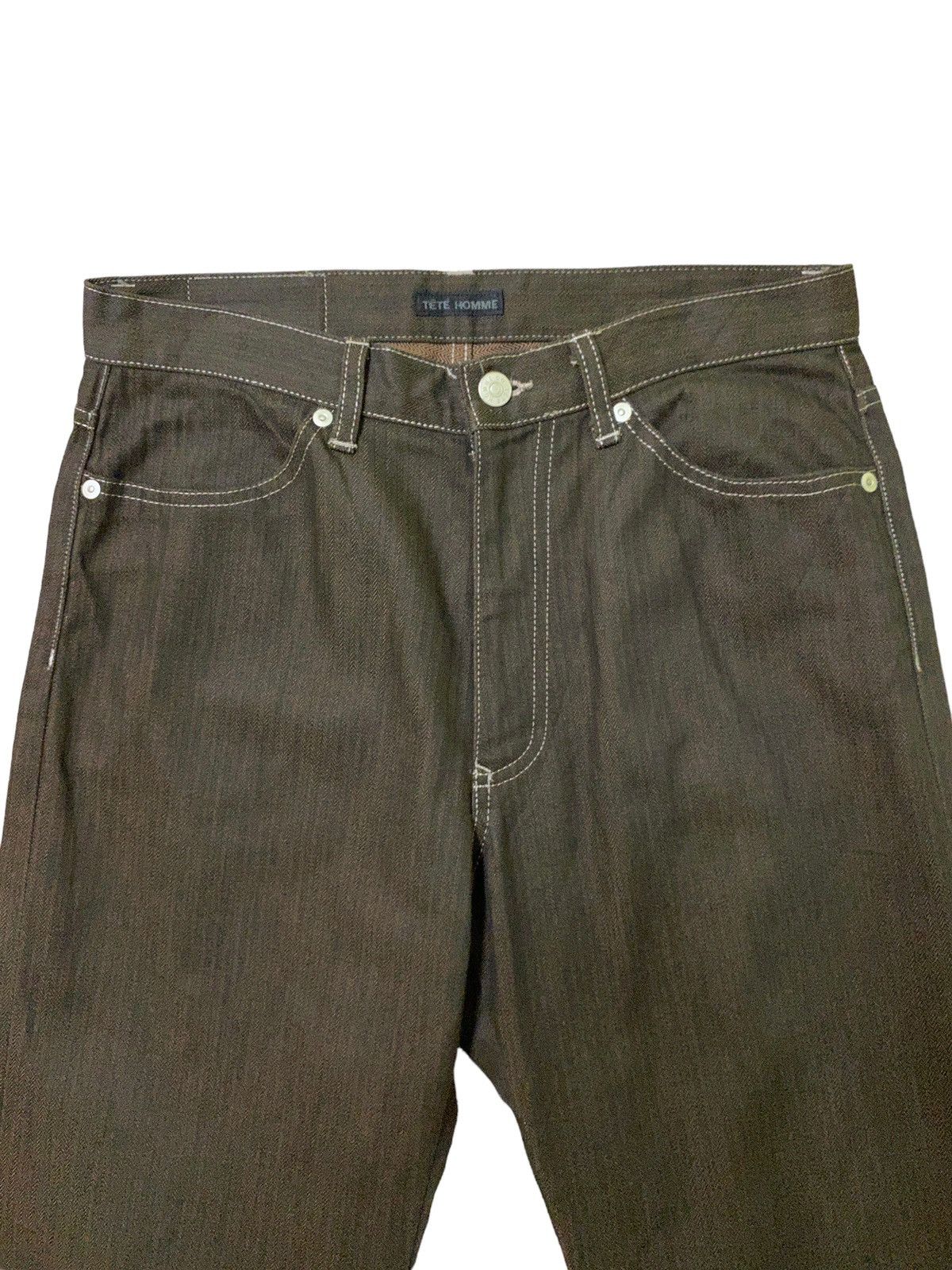 Tete Homme Vintage TETE HOMME Striped Brown Denim Pant Size US 28 / EU 44 - 3 Thumbnail