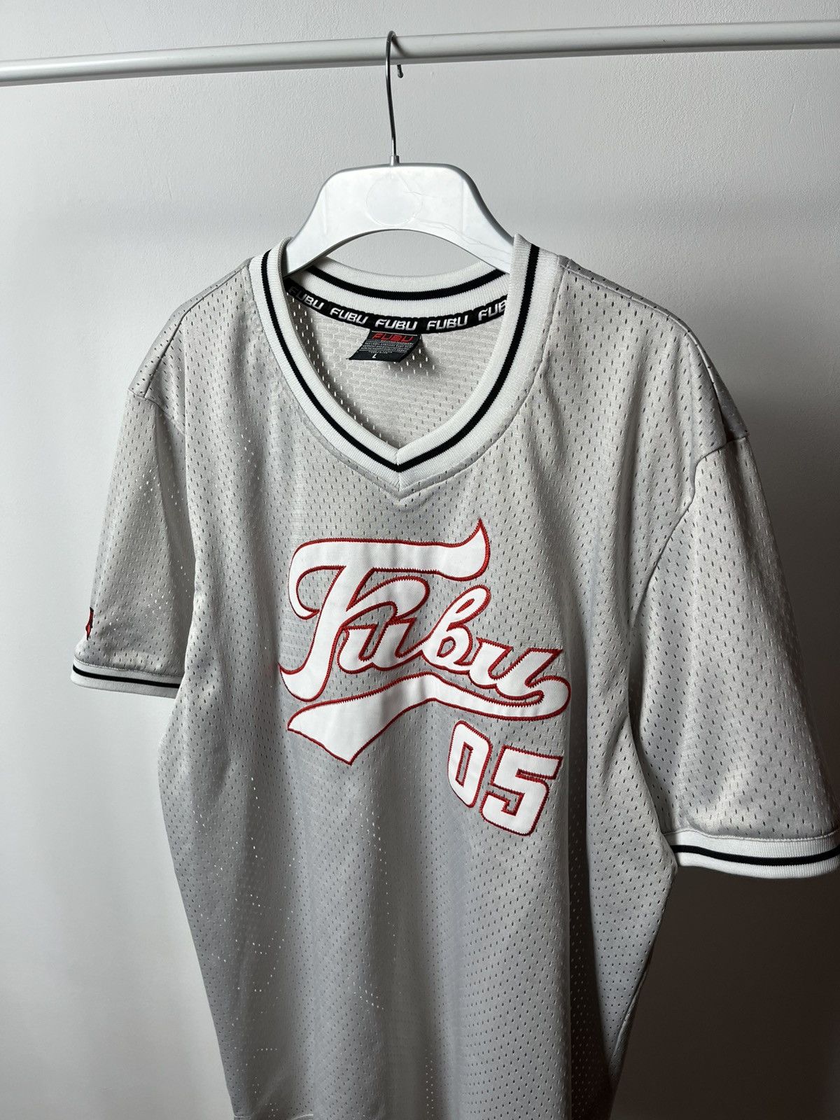 Fubu FUBU 05 Jersey Style Mesh Shirt White Red Hip Hop Y2K Size L Size US L / EU 52-54 / 3 - 6 Thumbnail