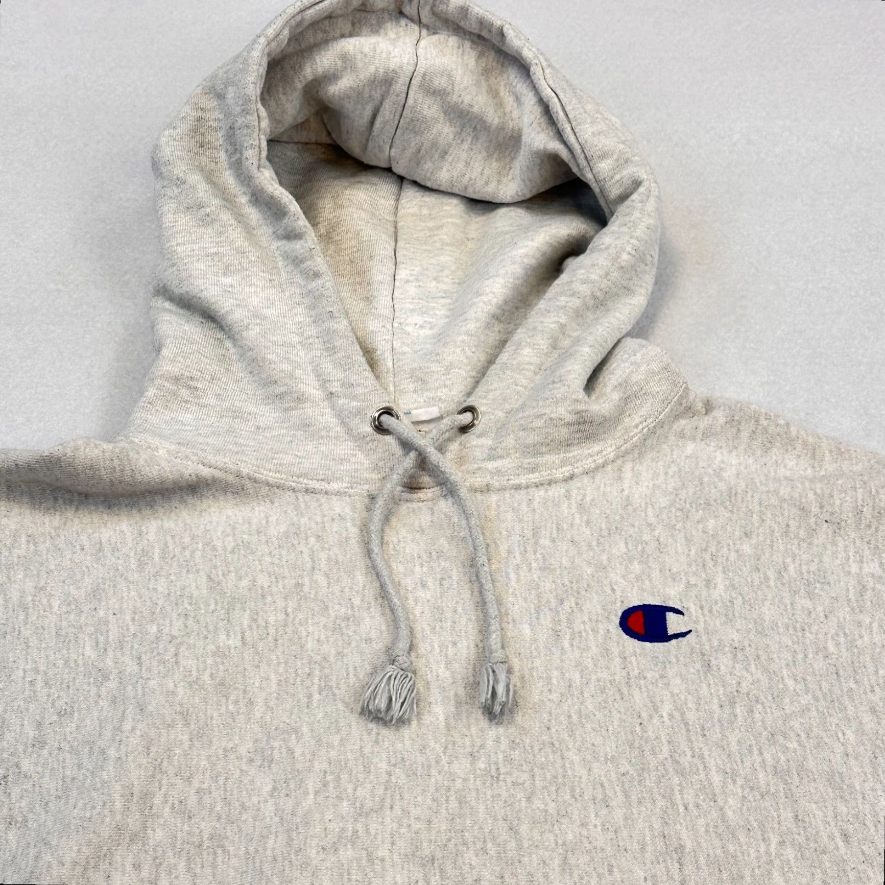 Champion VINTAGE Champion Reverse Weave Gray Hoodie Mens M Large tag Large but measures Medium Embroidered Logo Hooded Kangaroo Pocket Zip Pullover Size US M / EU 48-50 / 2 - 3 Thumbnail