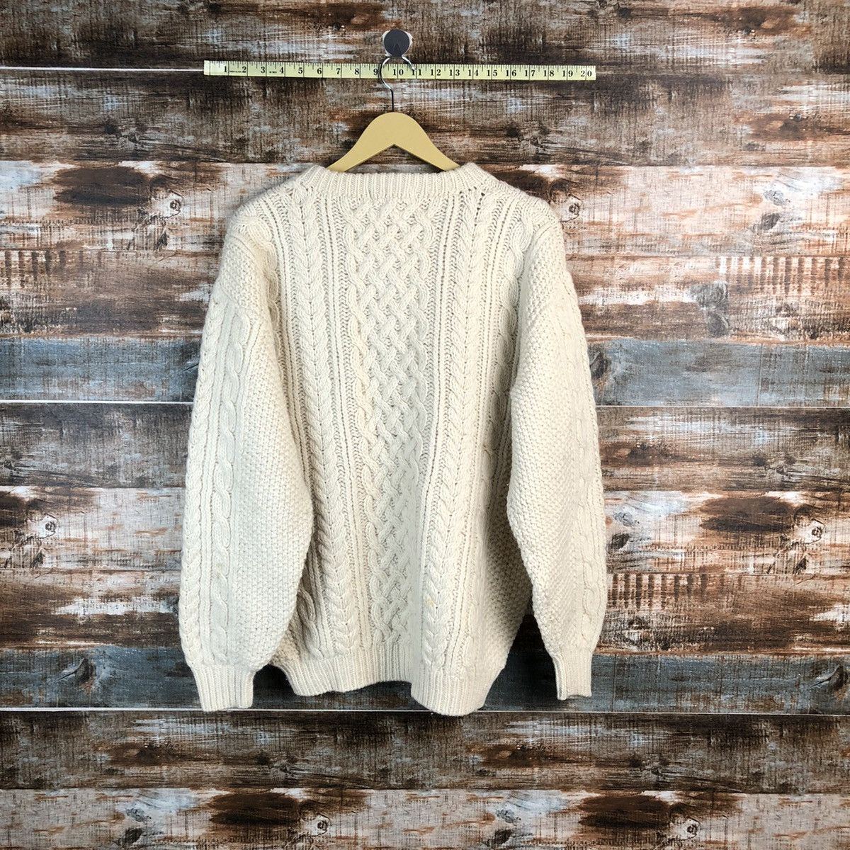Japanese Brand Traders White Hand knit cable Knitwear #A2285 Size US L / EU 52-54 / 3 - 13 Thumbnail