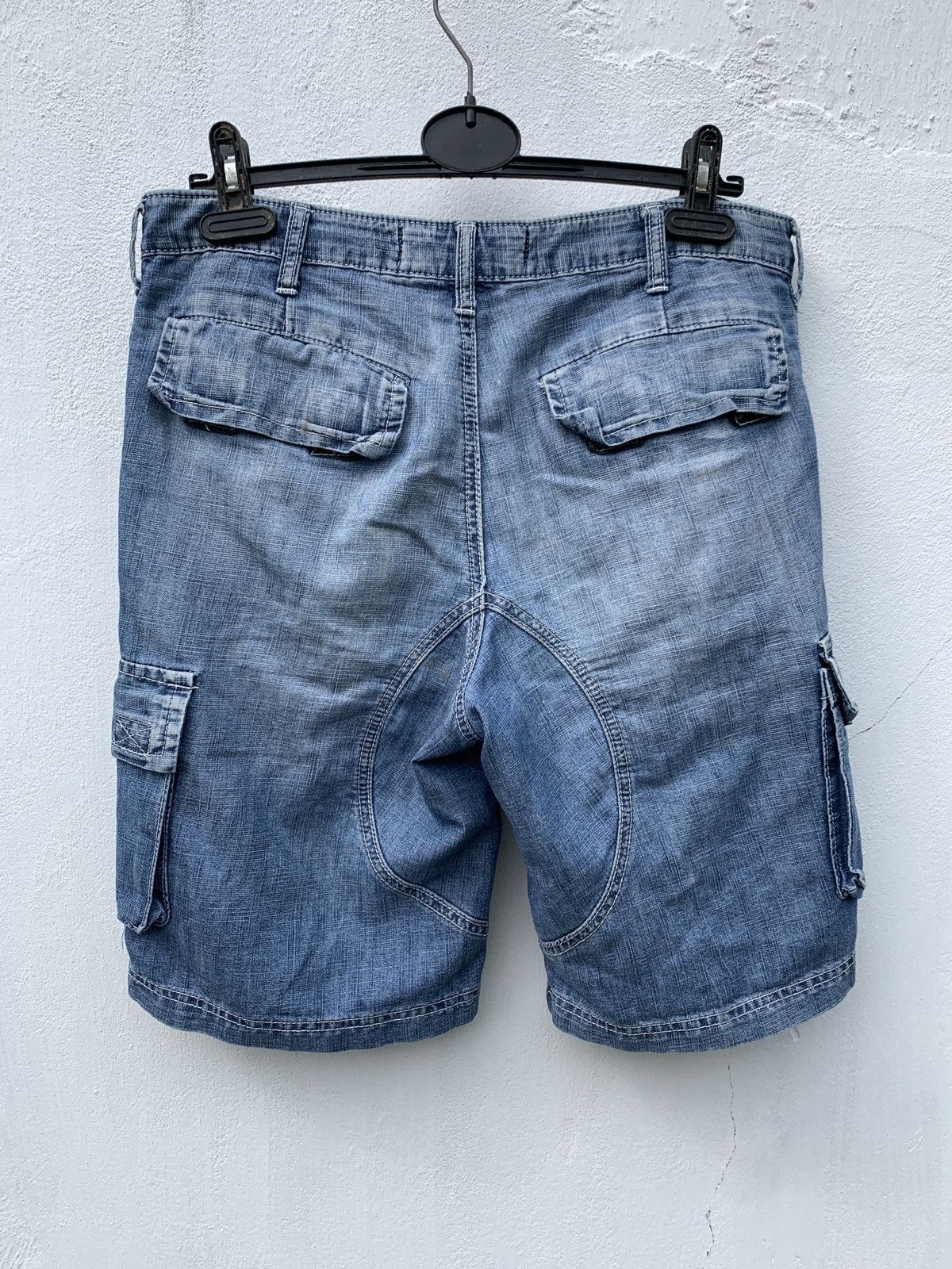 Japanese Brand Vintage Japanese Y2K Cargo Aviator Blue Denim Jean Shorts Size US 30 / EU 46 - 8 Thumbnail