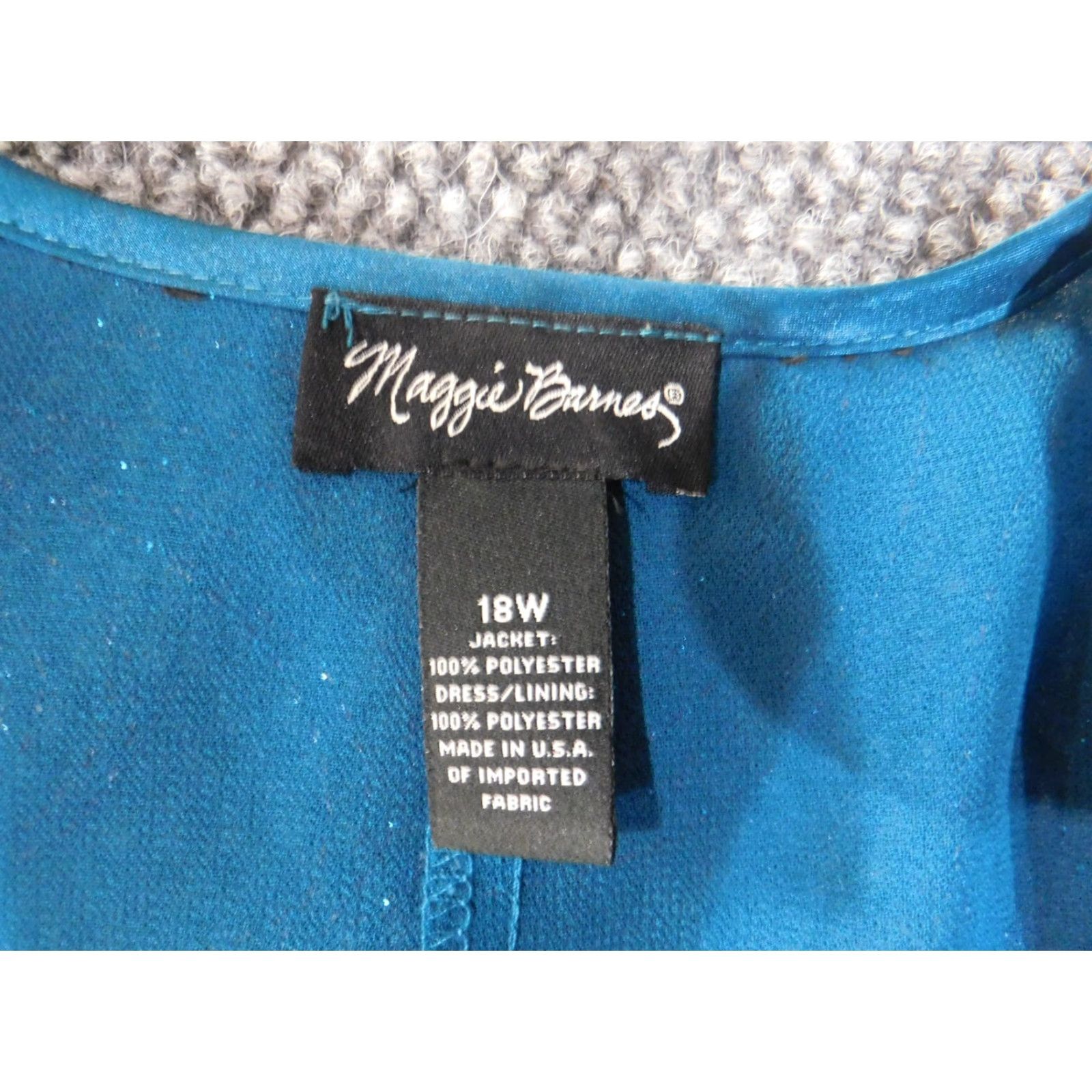 Vintage Maggie Barnes Jacket Womens 18W Blue Lined Regular Polyester Rayon Long Sleeve Fall Winter Stylish Basic Jacket Bodice? Size XXL / US 16-18 / IT 52-54 - 6 Thumbnail