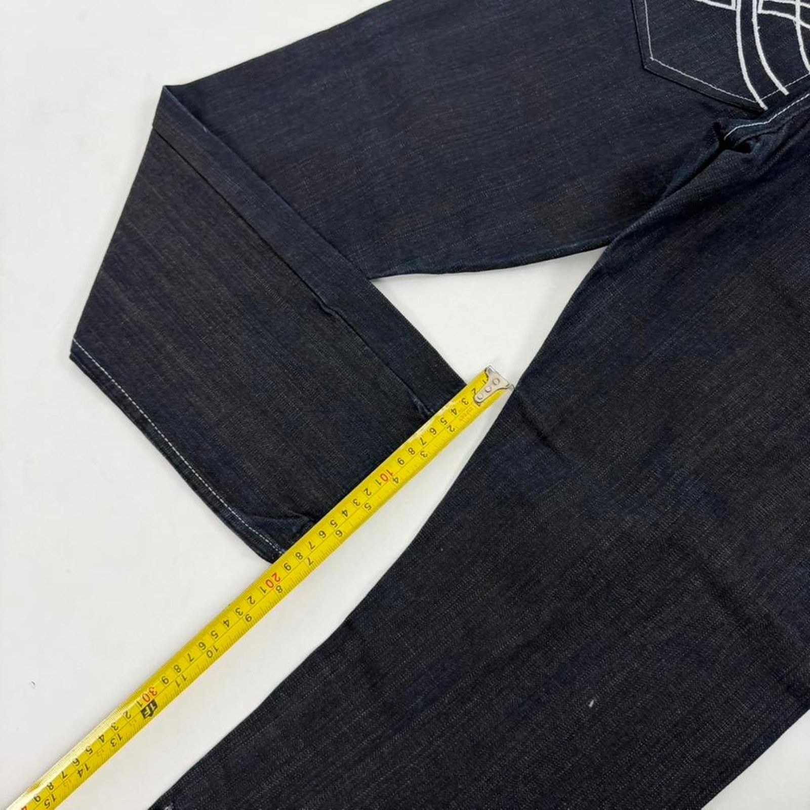 Japanese Brand Vintage y2k baggy wide leg rare raw dark wash archive jeans Size US 32 / EU 48 - 4 Thumbnail