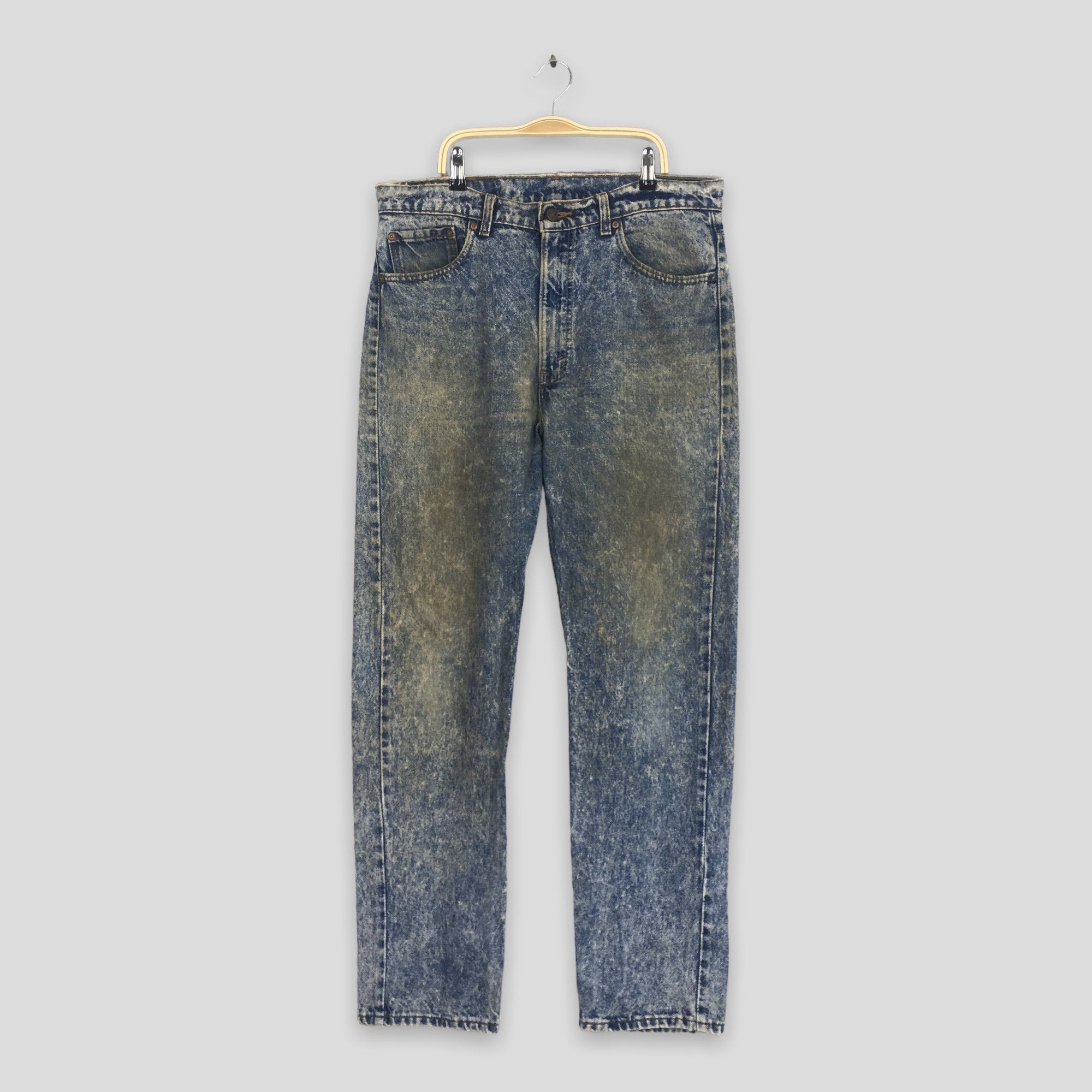 image of Distressed Denim x Levis Size 33X31.5 Vintage 80's Levi's 505 Faded Acid Wash Jeans in Blue, Men's