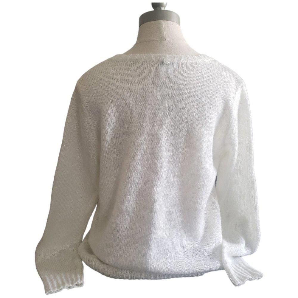Designer CT884 Jaclyn Smith Ladies White Long Sleeve Sweater L Size L / US 10 / IT 46 - 4 Thumbnail