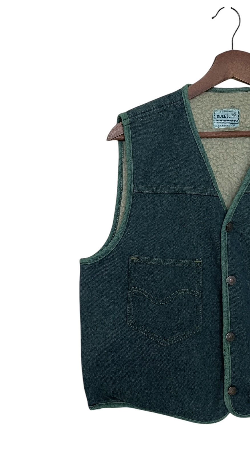 Sears × Vintage Vintage Brand Roebuck Fur Denim Vest 1980s Size US M / EU 48-50 / 2 - 5 Thumbnail