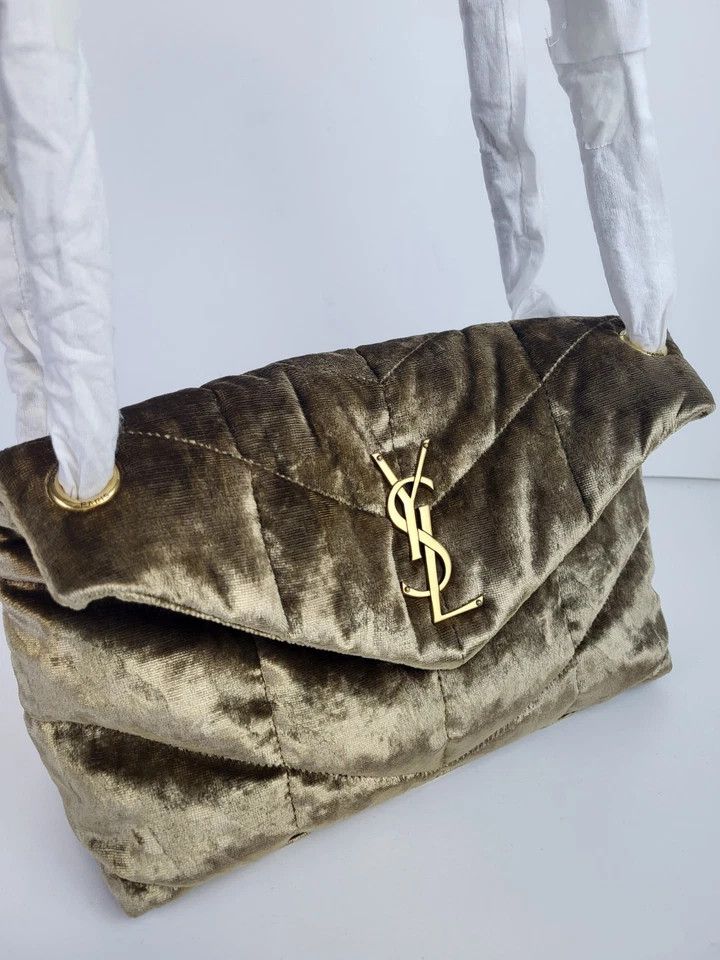 Yves Saint Laurent Saint Laurent Loulou Puffer Shoulder Bag in Quilted Velvet Size ONE SIZE - 6 Thumbnail