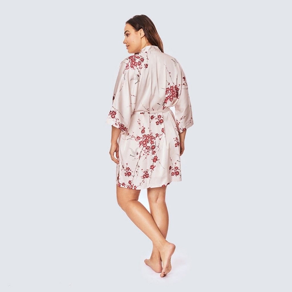 Other NWT Cherry Blossom & Crane Short Kimono Robe (Plus Size) Size ONE SIZE - 3 Thumbnail