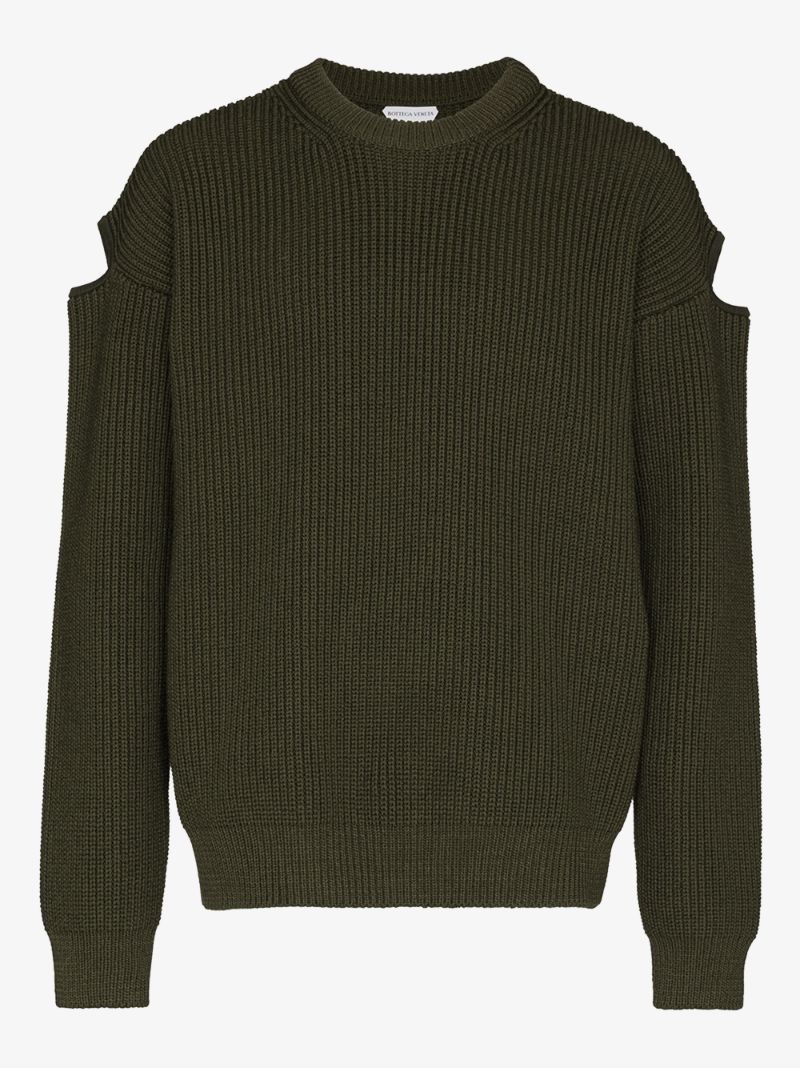 Cut-Out Crew-Neck Sweater in Miltary Green
