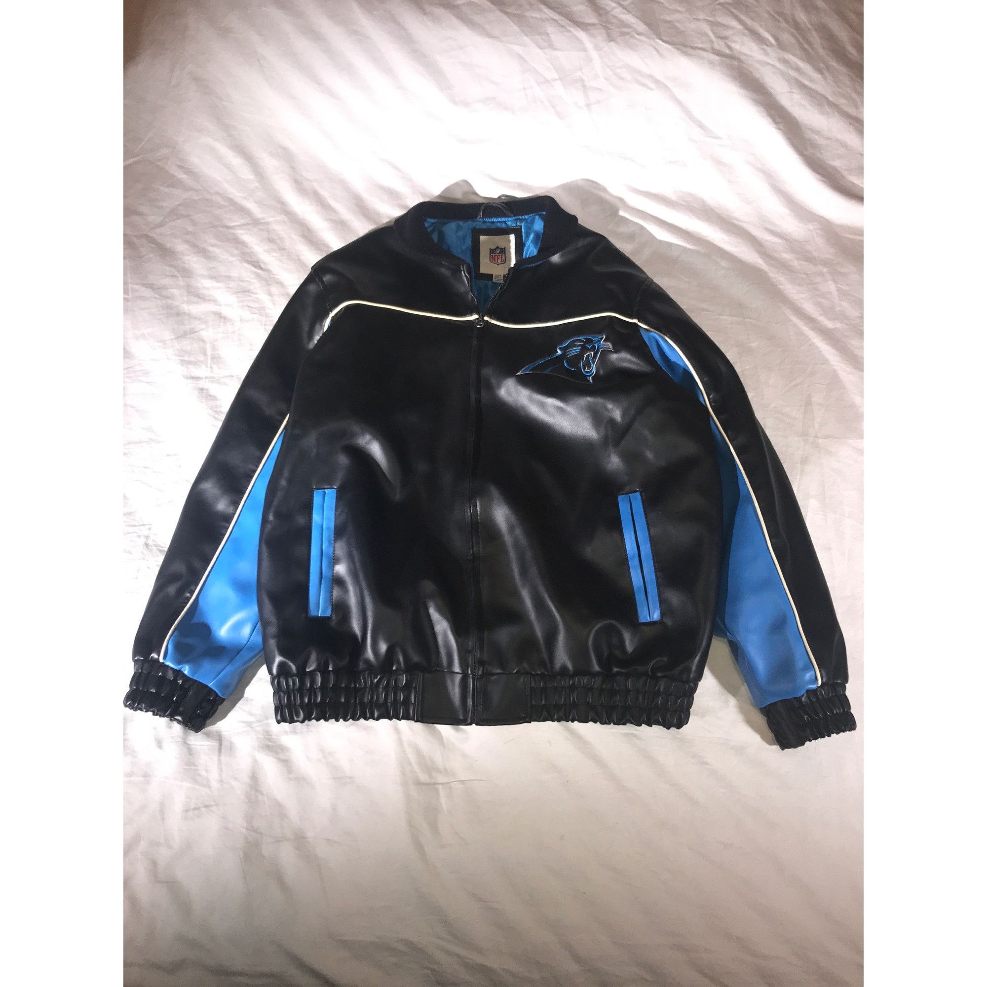NFL Vintage NFL Carolina Panthers Black Faux Leather Jacket XL Size US XL / EU 56 / 4 - 1 Thumbnail