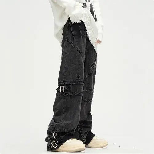 Jean Kuriyama x Mari Black Gothic Pants Wide Leg Baggy Jeans Size US 30 / EU 46 - 4 Thumbnail