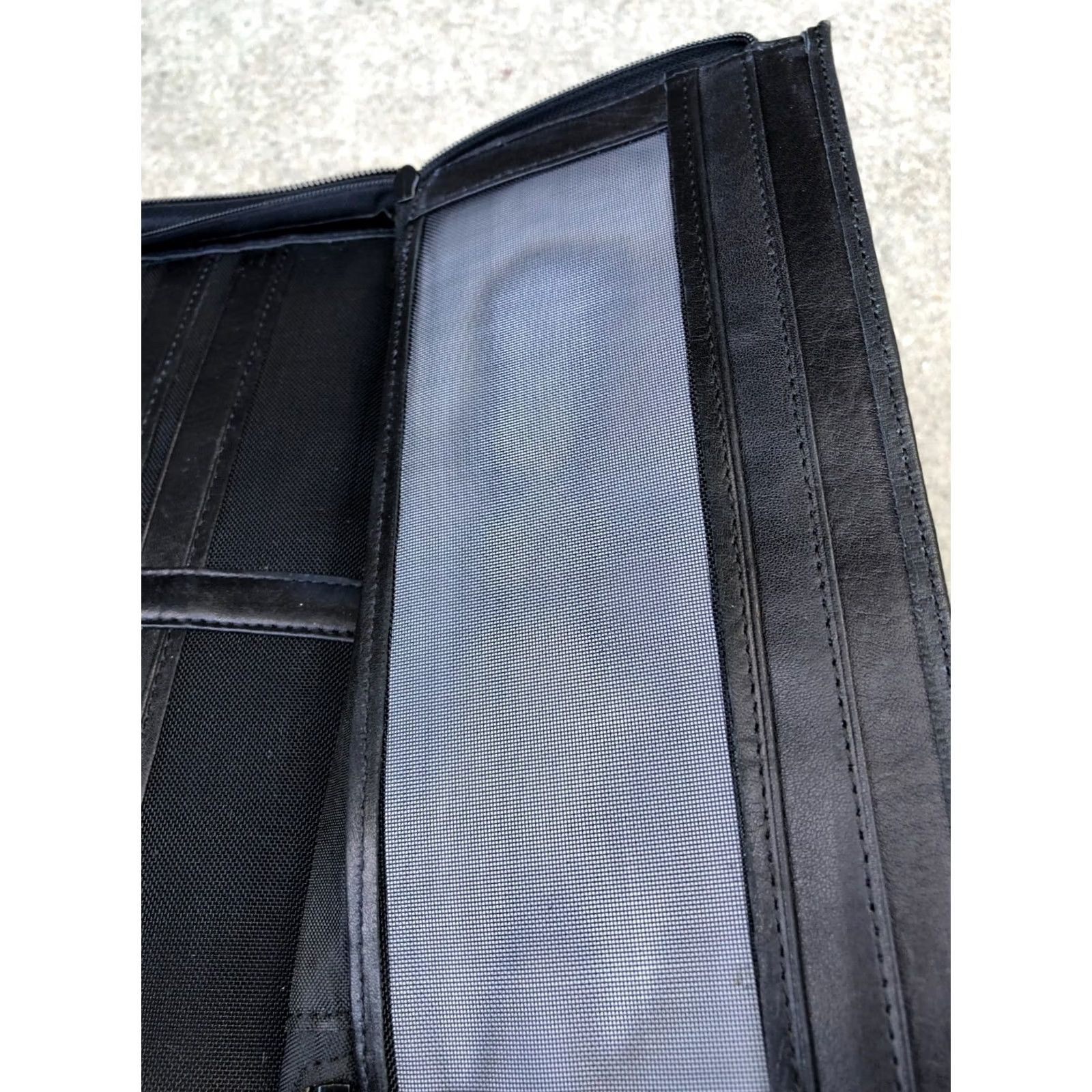 Vintage SHARPER IMAGE Leather Wallet Card Holder Cash Organizer 5"x10" Black Mens Size ONE SIZE - 6 Thumbnail